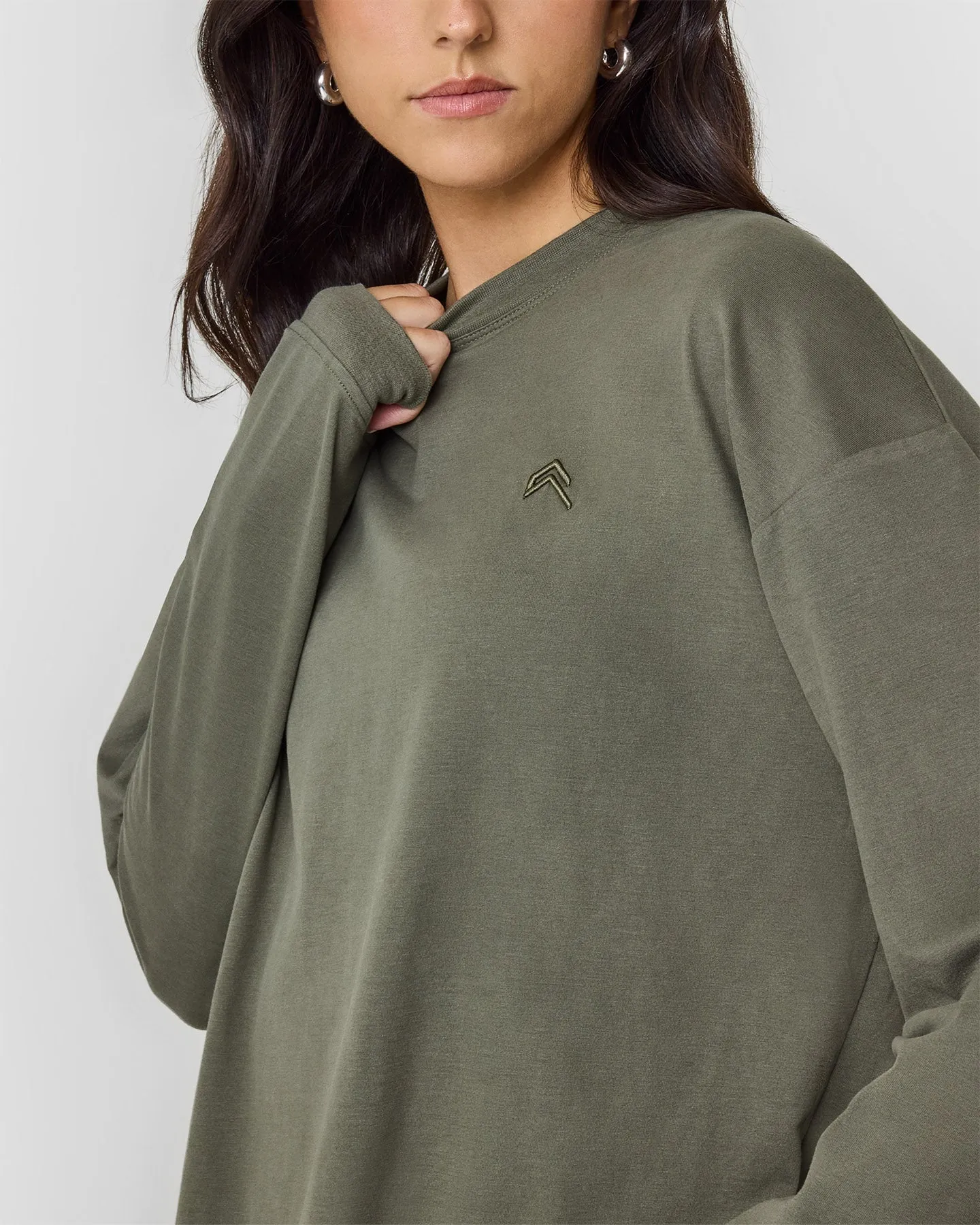Classic Oversized Lightweight Long Sleeve Top | Alpine Green