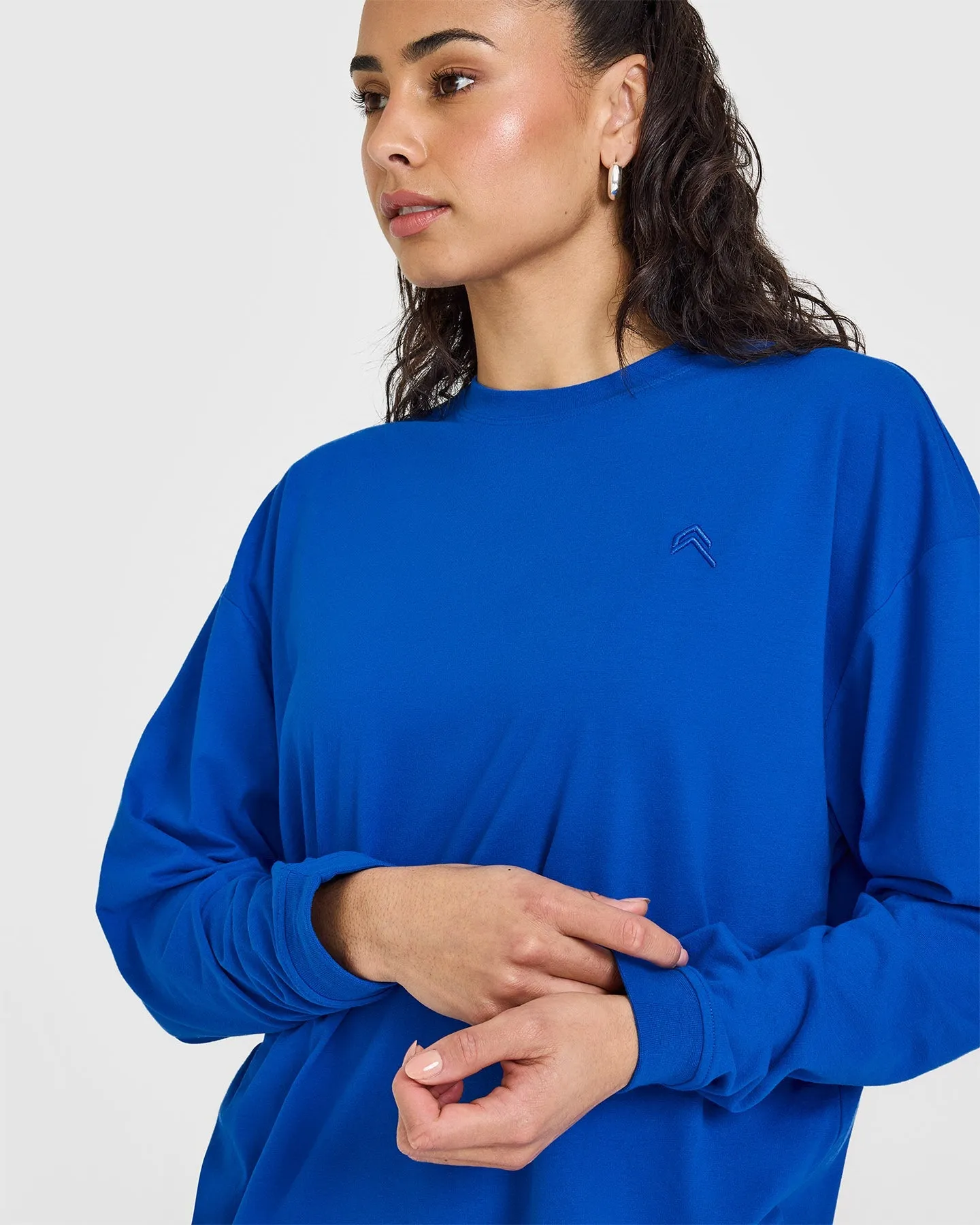 Classic Oversized Lightweight Long Sleeve Top | Cobalt Blue