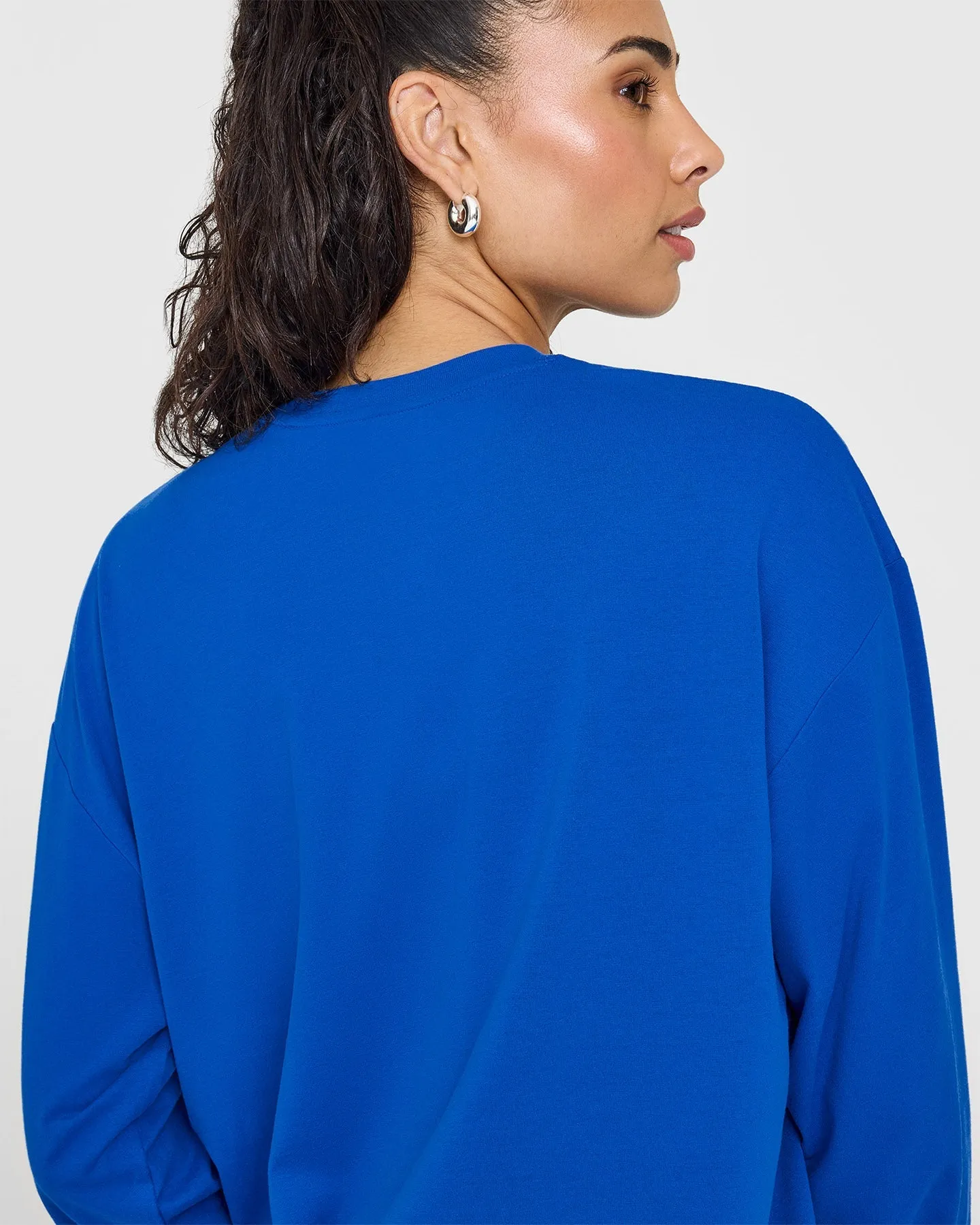 Classic Oversized Lightweight Long Sleeve Top | Cobalt Blue