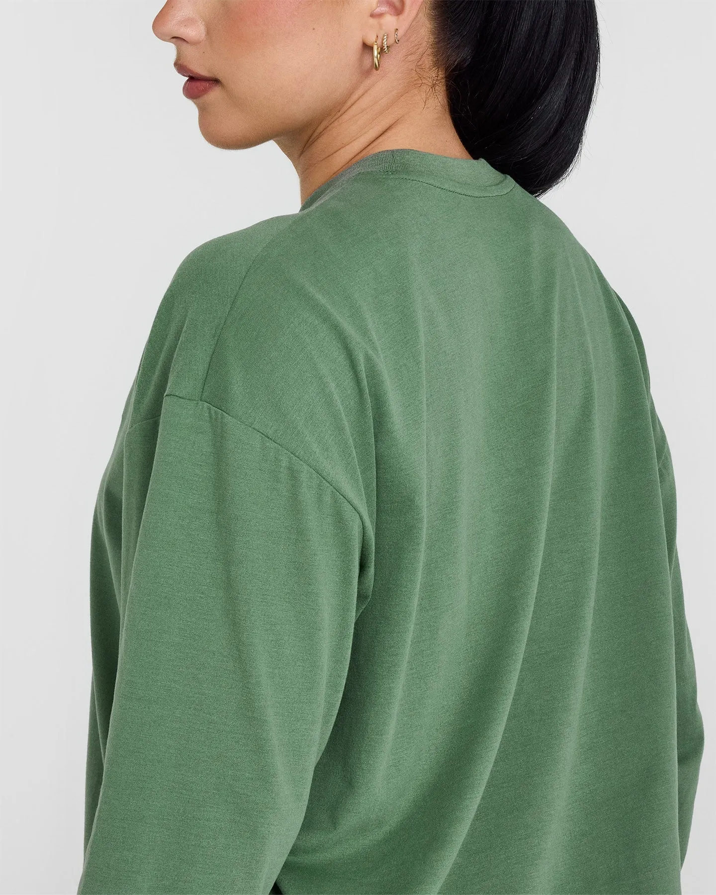 Classic Oversized Lightweight Long Sleeve Top | Washed Forest Green