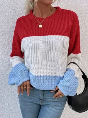 Color Block Round Neck Sweater (3 Colors)