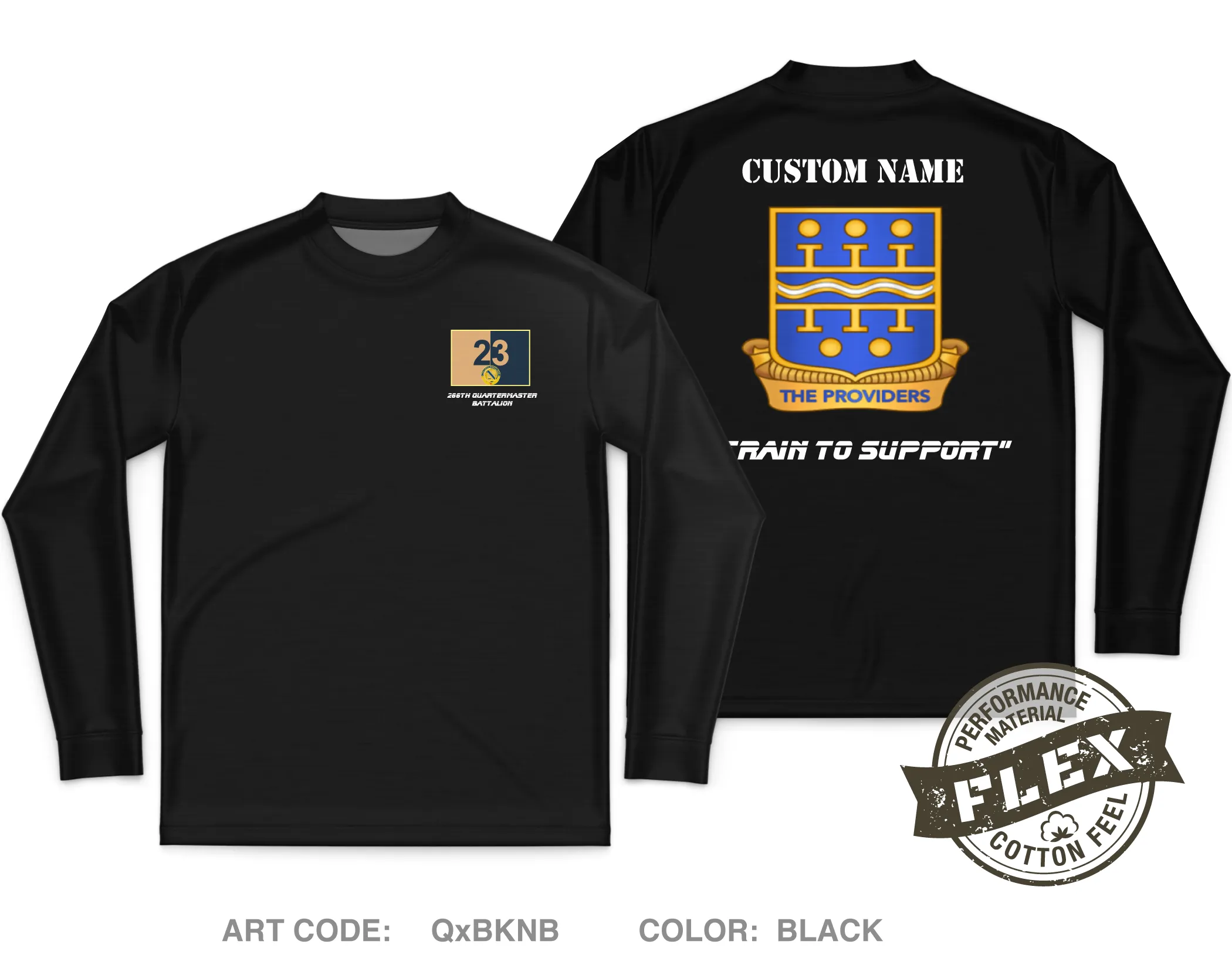 CUSTOM 266th Quartermaster Battalion Core Men's LS Flex Performance Tee - QxBKNB