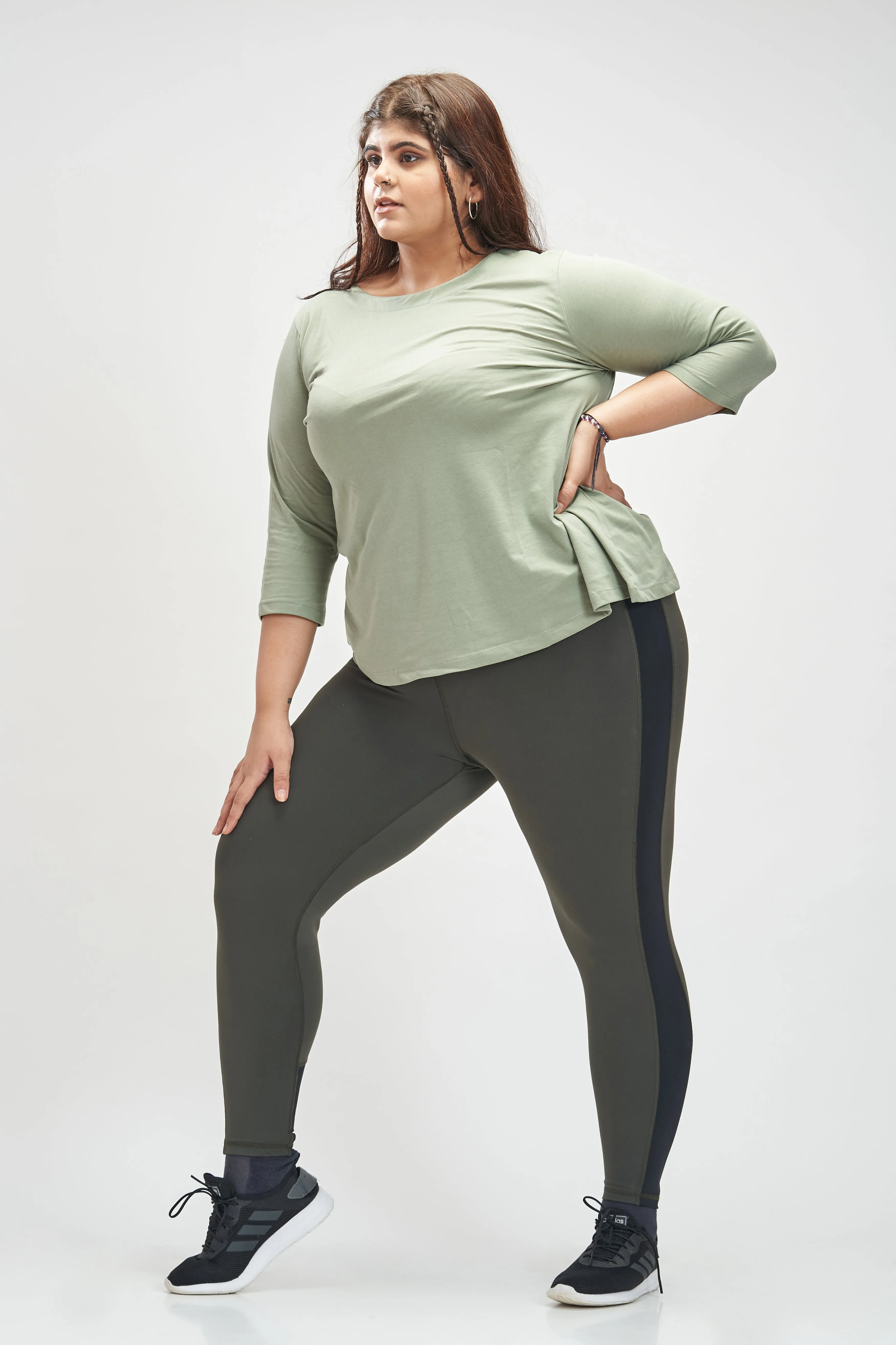 Cutout Back Tee: Olive
