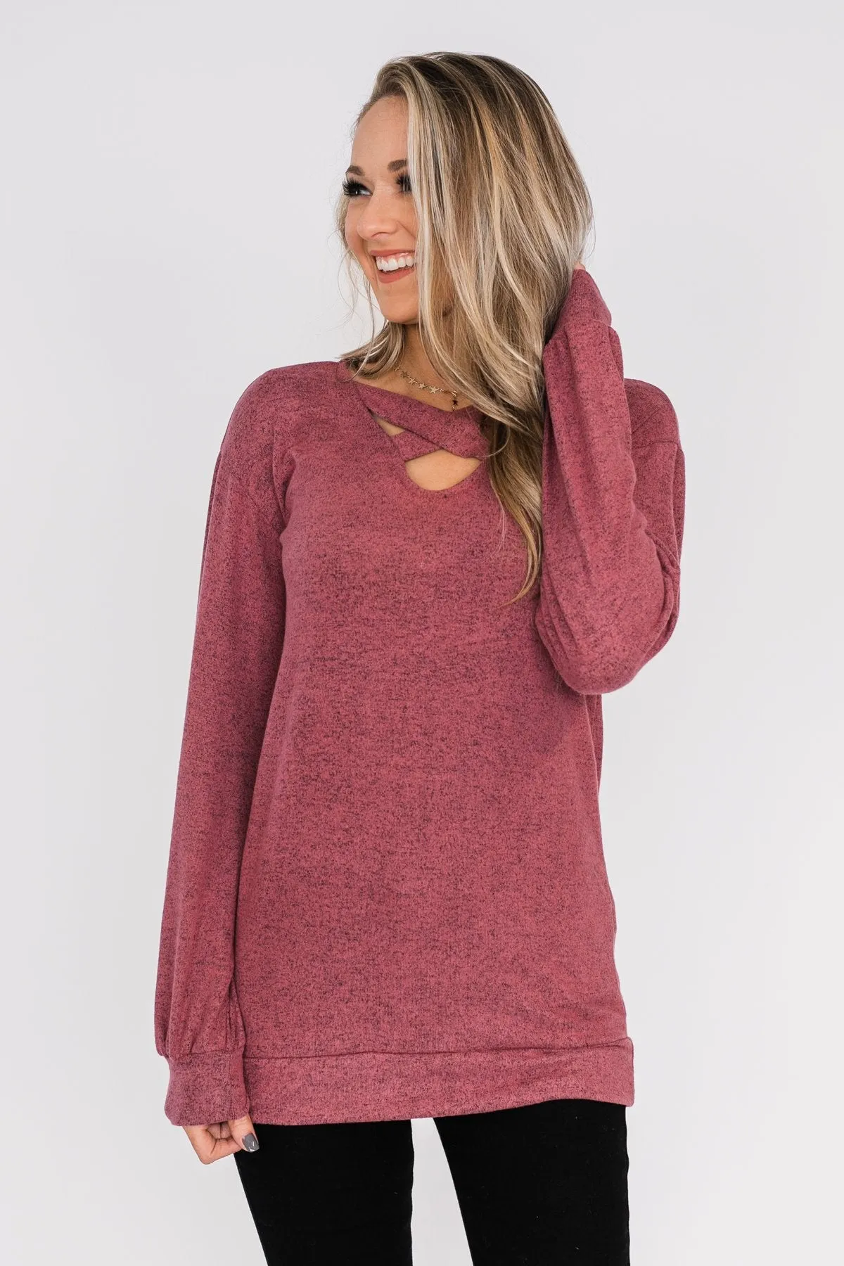 Dance The Day Away Criss Cross Top- Mauve