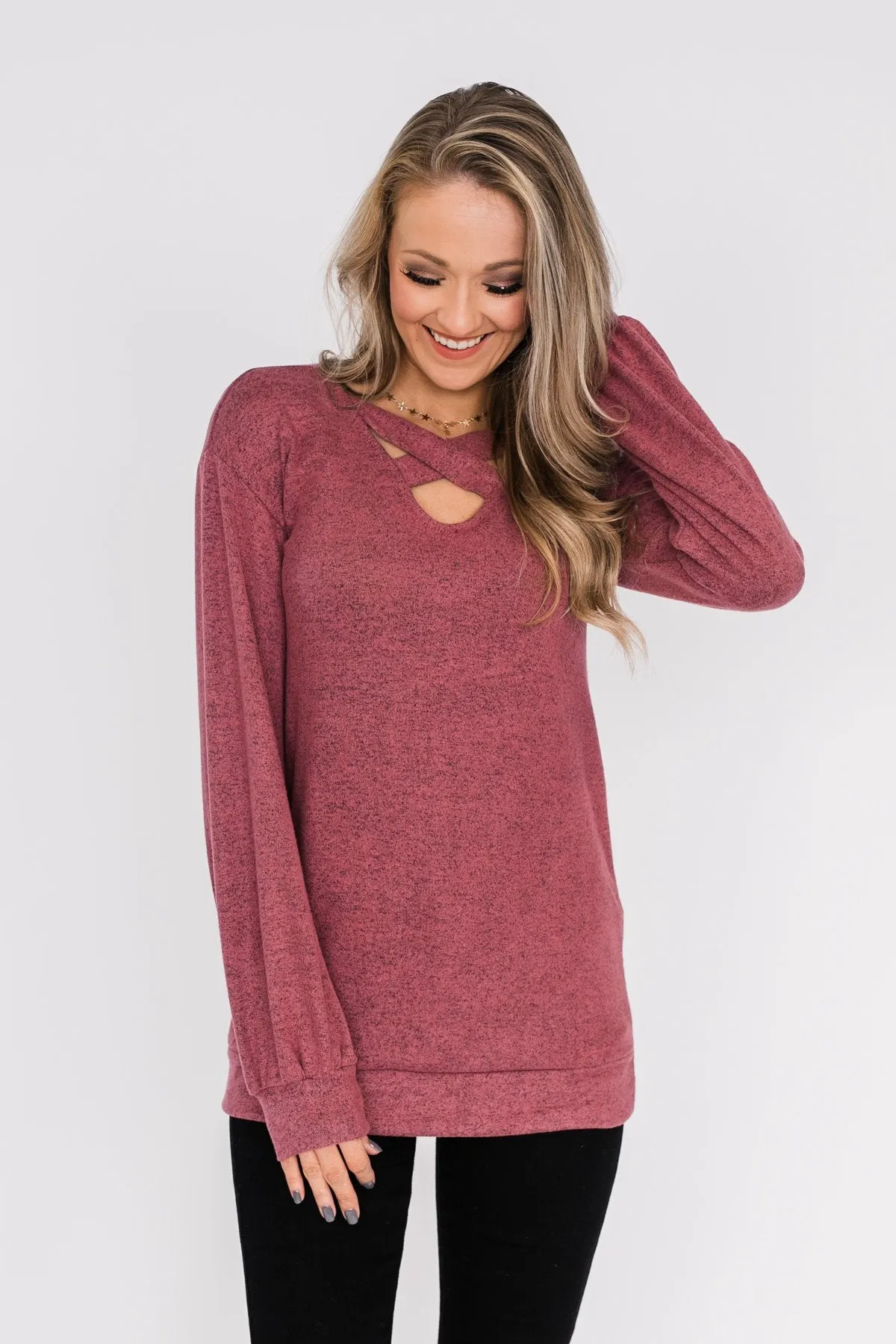 Dance The Day Away Criss Cross Top- Mauve