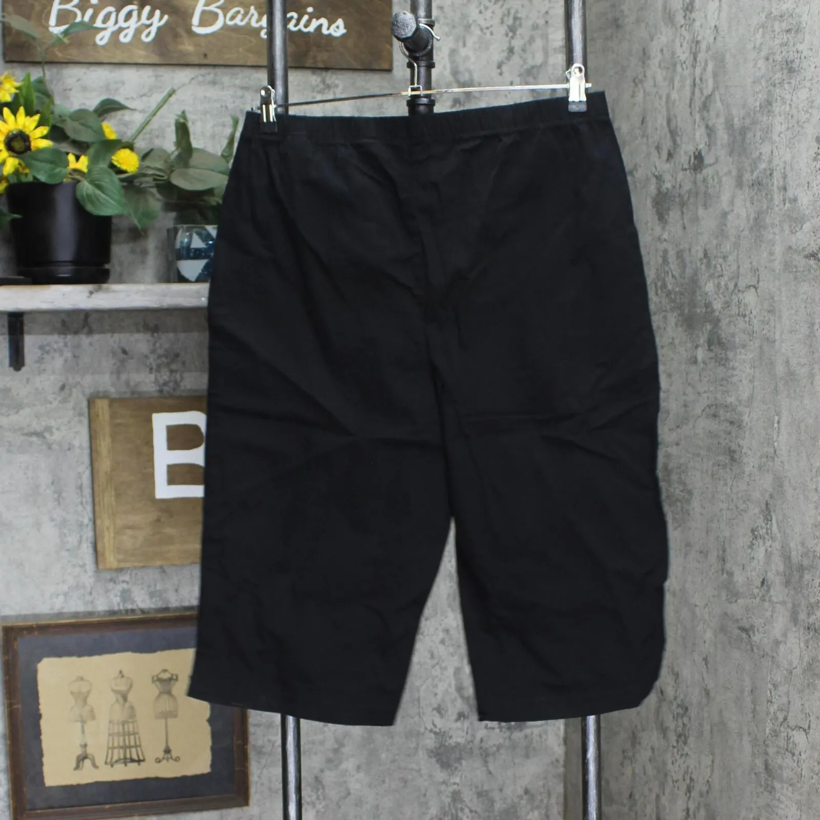 Denim & Co. Womens "How Timeless" Stretch Twill 2 Pocket Pedal Pushers Black L