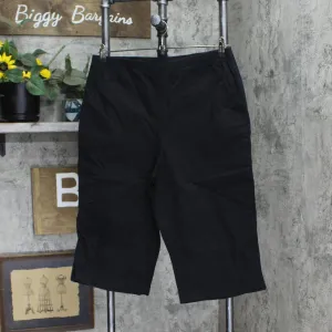 Denim & Co. Womens "How Timeless" Stretch Twill 2 Pocket Pedal Pushers Black L
