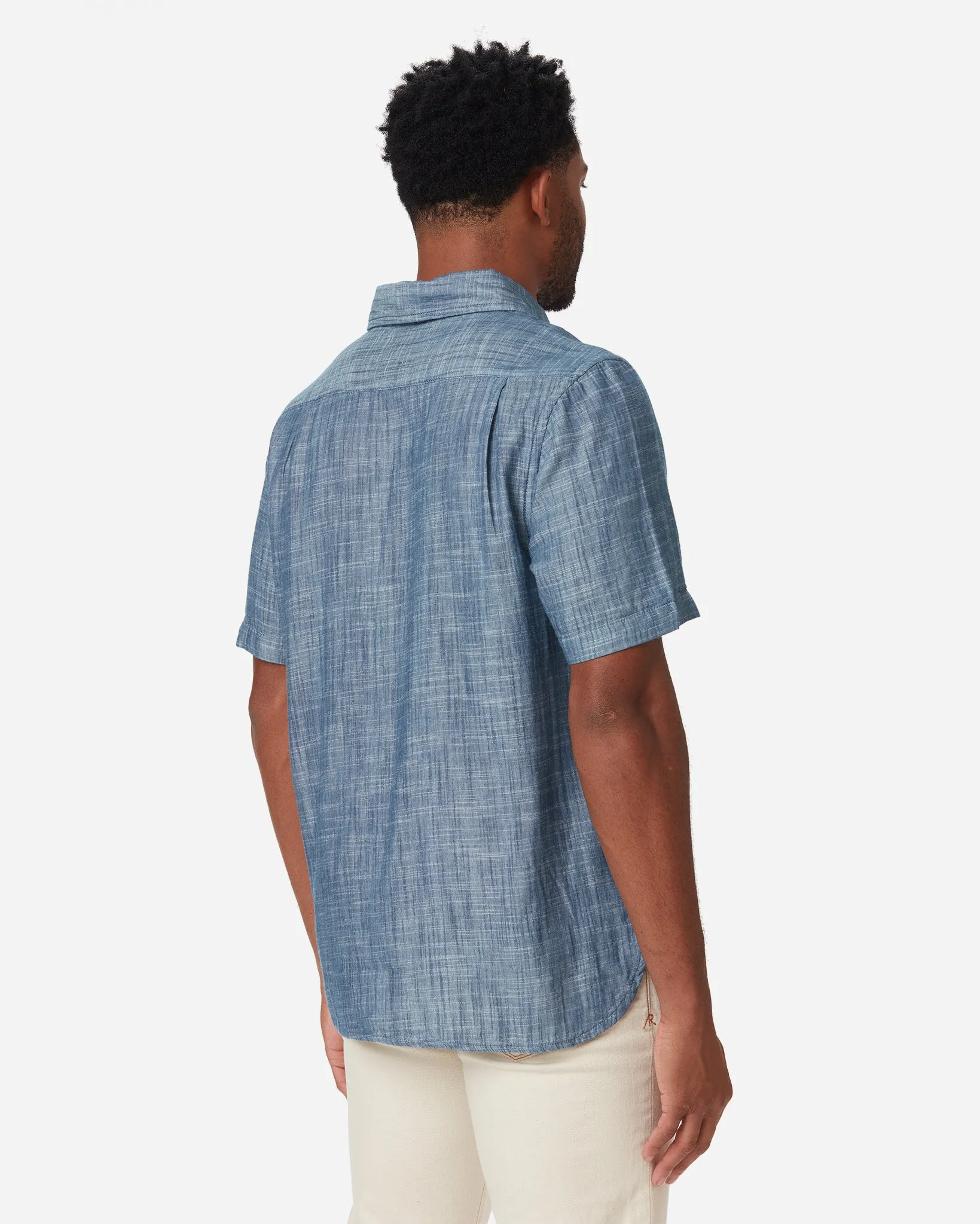 Double Gauze - Short Sleeve - Indigo Slub