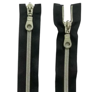 Double Slider Nylon/Plastic 2 Way Zip - With Metal Puller & Silver Effect Teeth 22"(56cm)