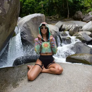 Earth Style Fractal Meta Crop Hoodie