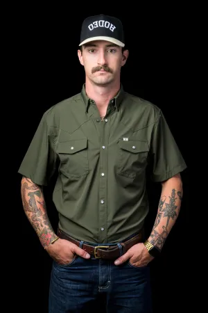 Ferrell - Olive Green Short Sleeve Snap Shirt