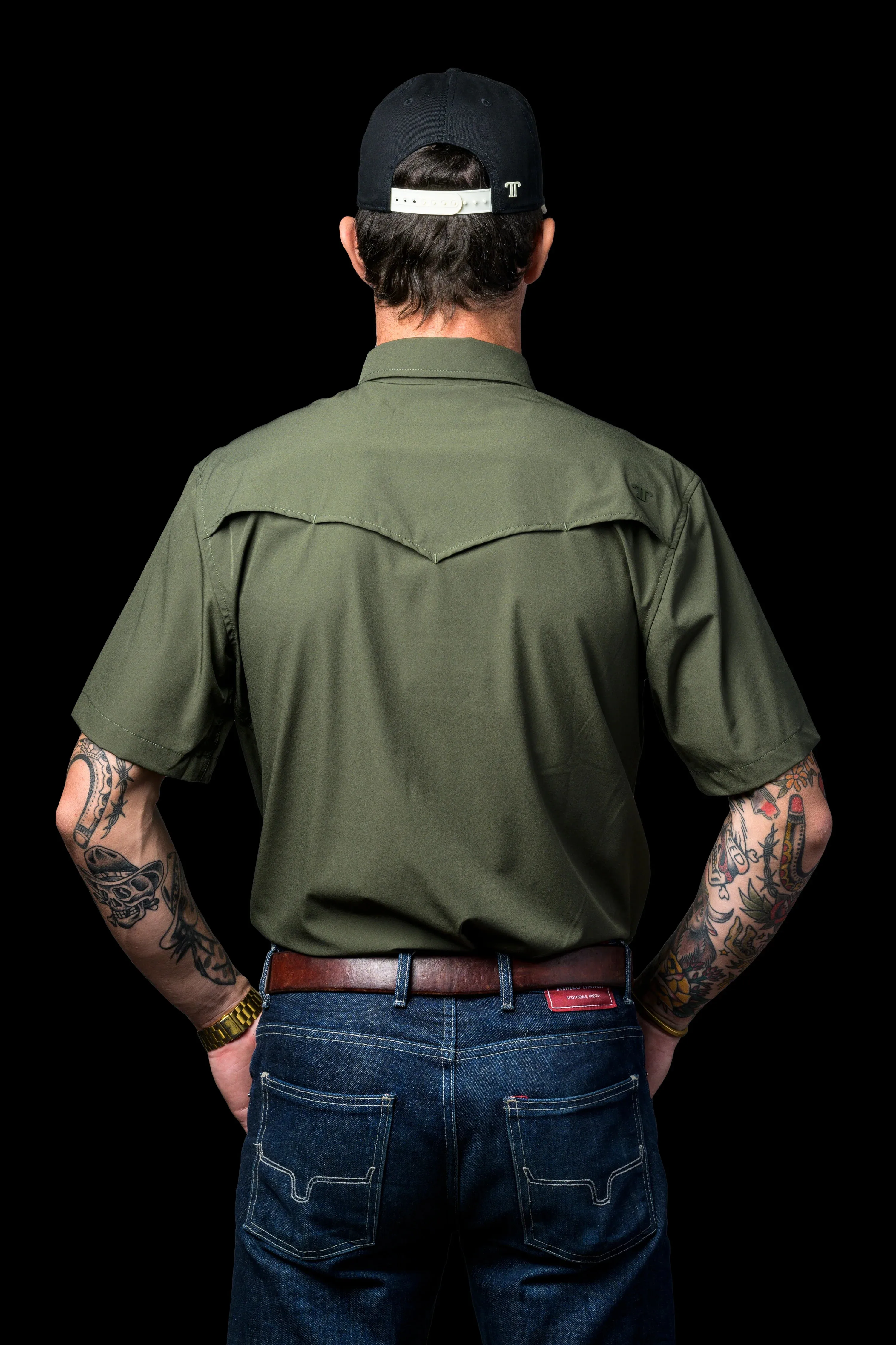 Ferrell - Olive Green Short Sleeve Snap Shirt