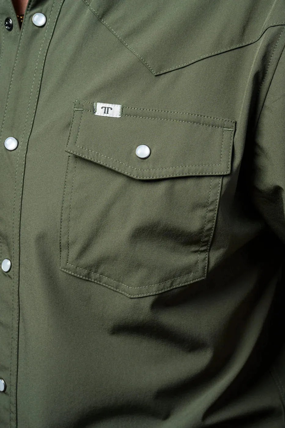 Ferrell - Olive Green Short Sleeve Snap Shirt