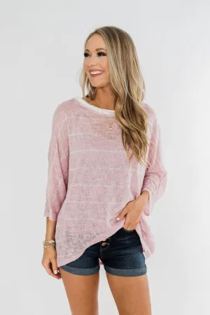 Follow My Lead Striped Knit Top- Blush