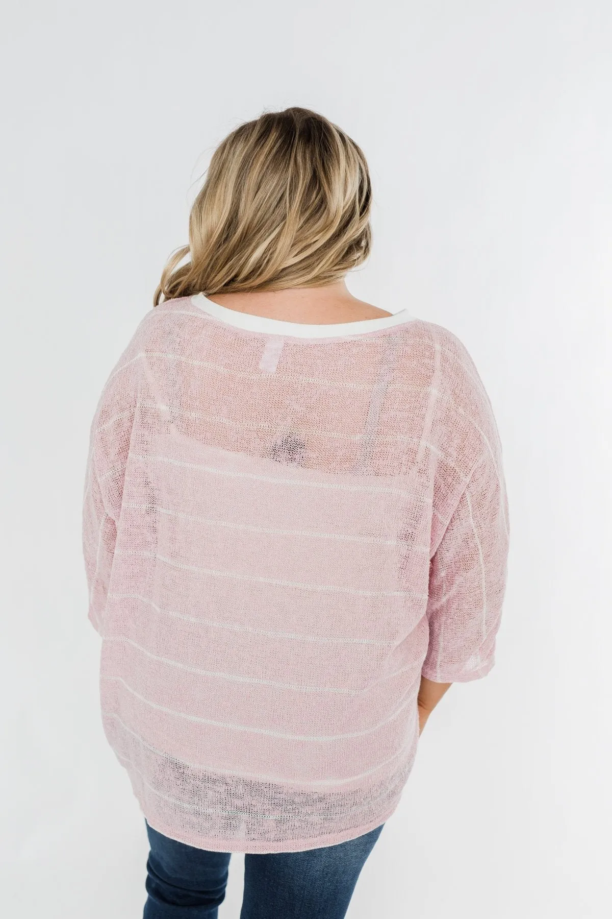 Follow My Lead Striped Knit Top- Blush