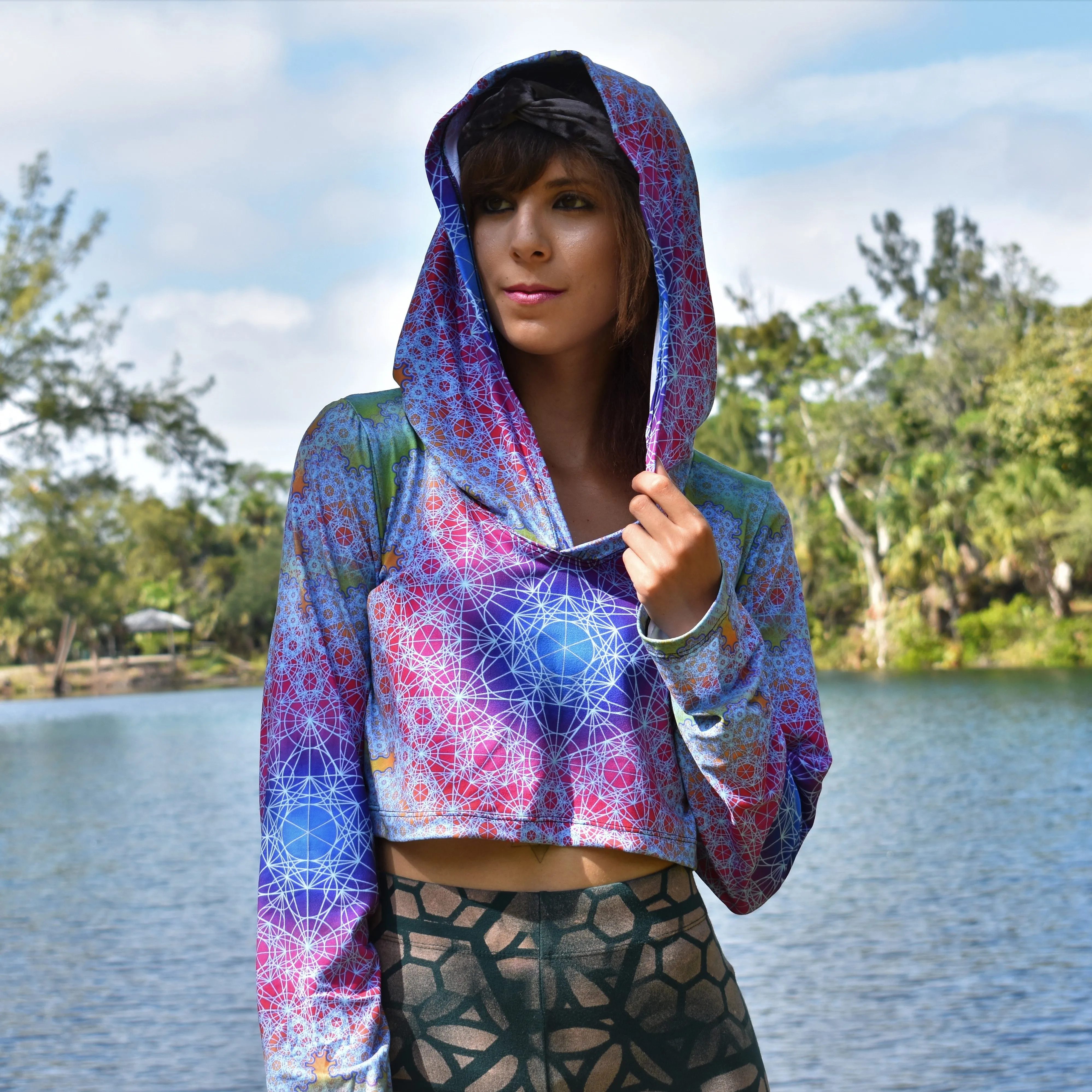 Fractal Metatron Crop Hoodie
