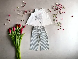 GIRL SIZE 3/4 YEARS - DEUX PAR DEUX & GYMBOREE, 2 Piece Mix N Match Summer Outfit NWT / EUC B25