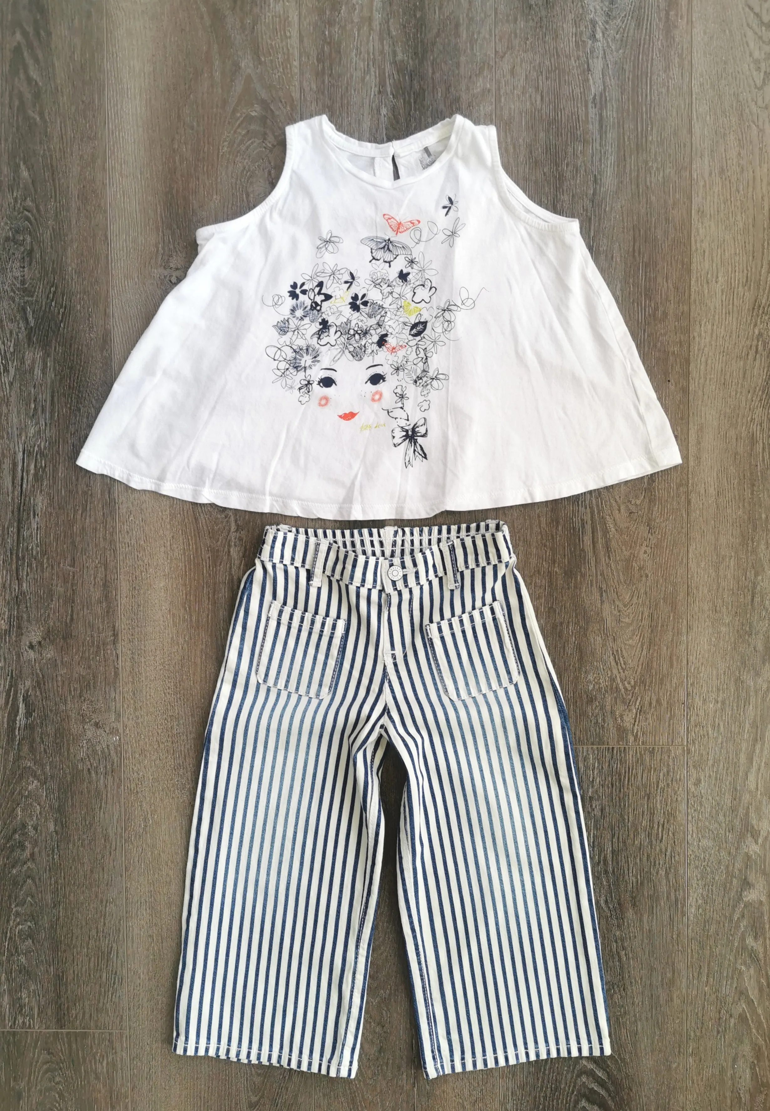 GIRL SIZE 3/4 YEARS - DEUX PAR DEUX & GYMBOREE, 2 Piece Mix N Match Summer Outfit NWT / EUC B25