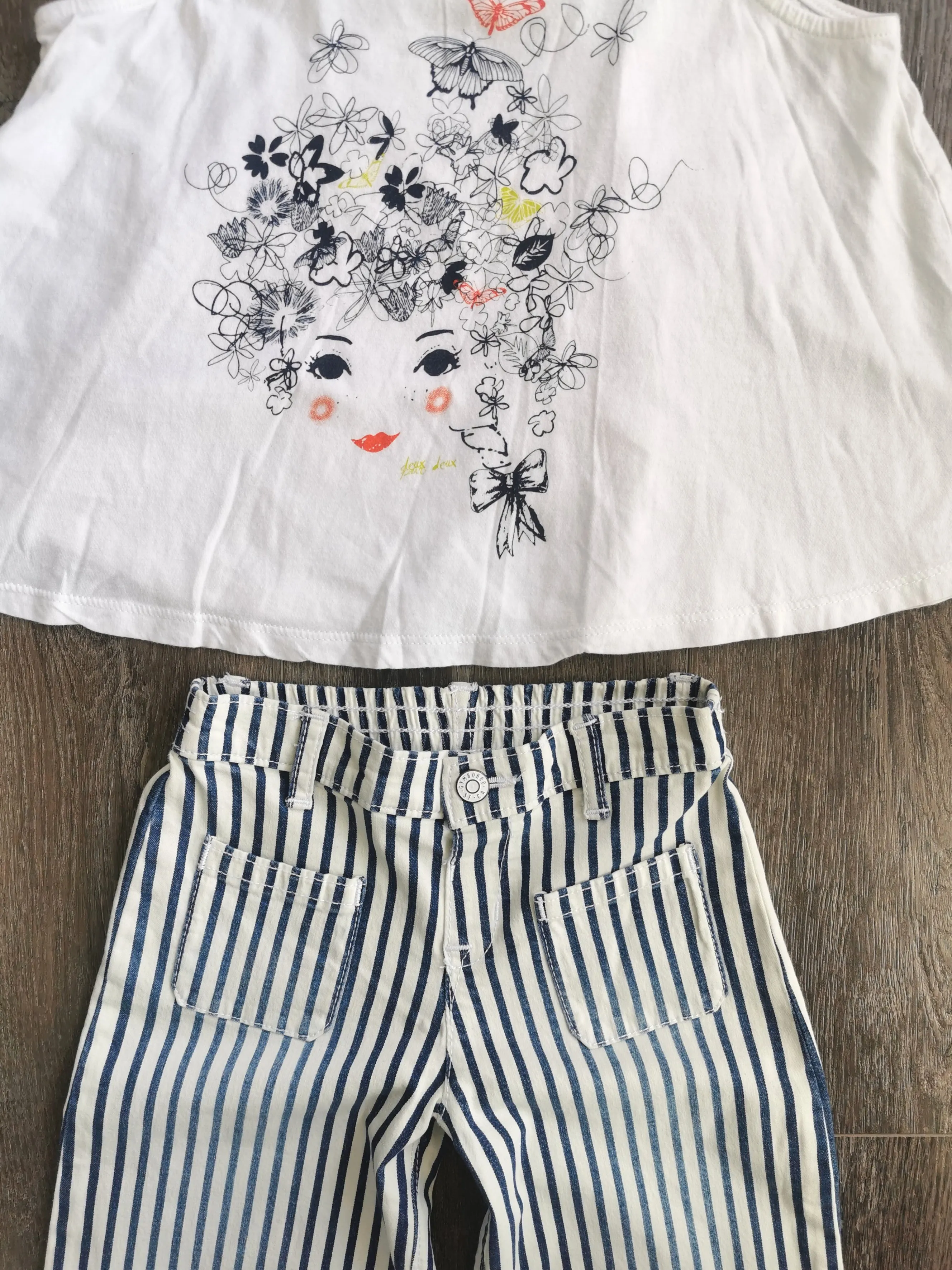 GIRL SIZE 3/4 YEARS - DEUX PAR DEUX & GYMBOREE, 2 Piece Mix N Match Summer Outfit NWT / EUC B25