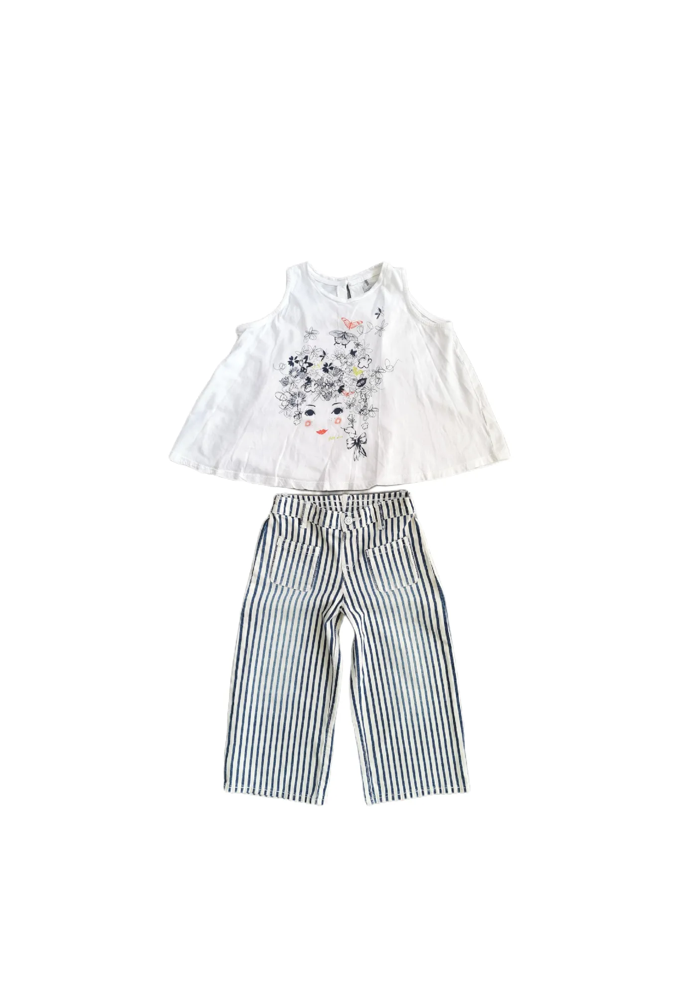 GIRL SIZE 3/4 YEARS - DEUX PAR DEUX & GYMBOREE, 2 Piece Mix N Match Summer Outfit NWT / EUC B25