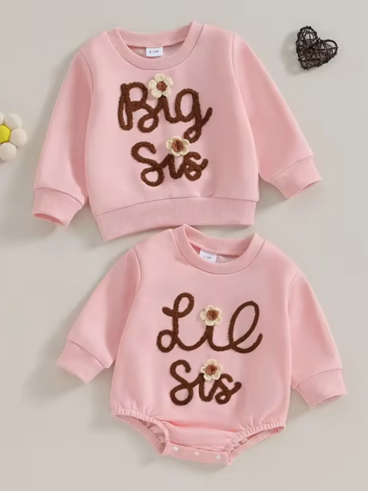 Girls Matching Long Sleeve Cotton Big Sis Outfits
