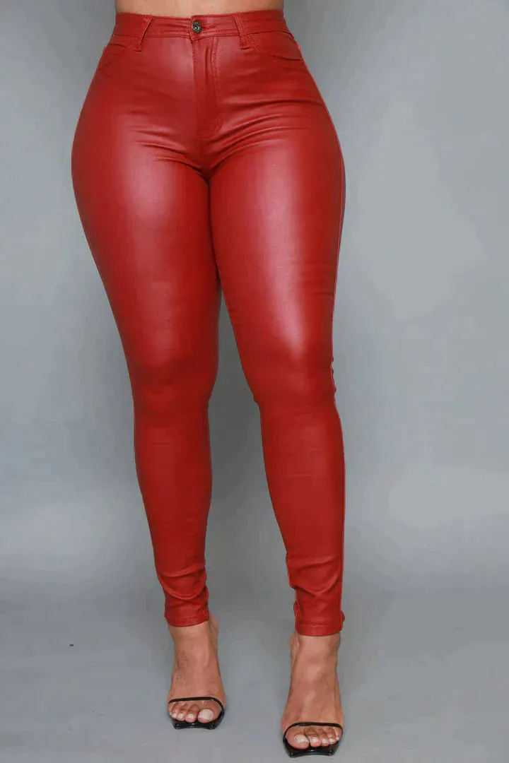 GP4100P-STRETCH COATED SKINNY PANTS