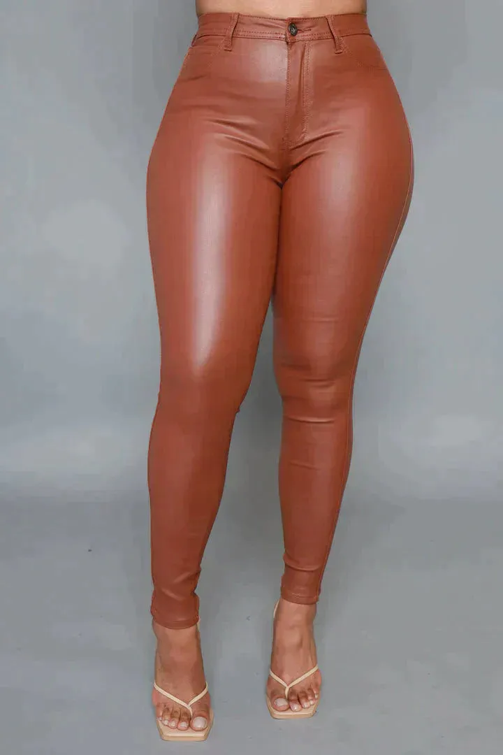 GP4100P-STRETCH COATED SKINNY PANTS
