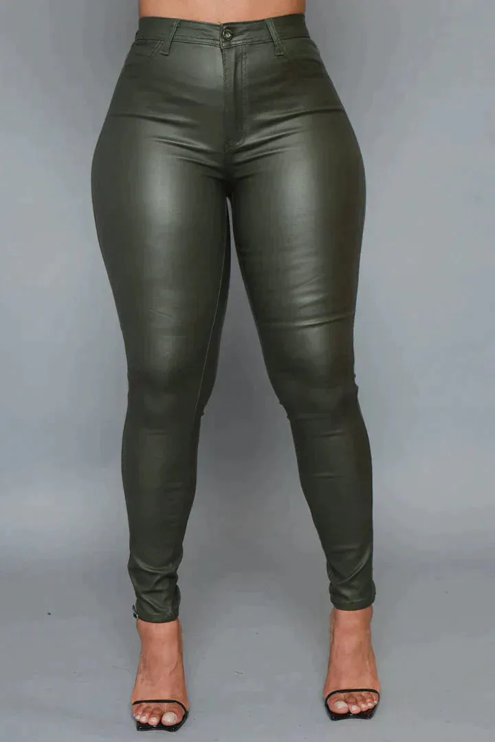 GP4100P-STRETCH COATED SKINNY PANTS