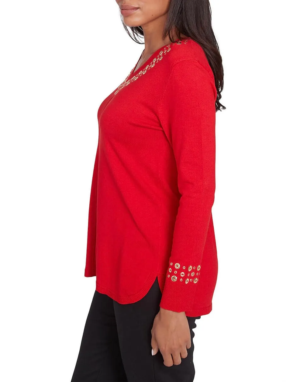 Grommet Sweater - Lipstick