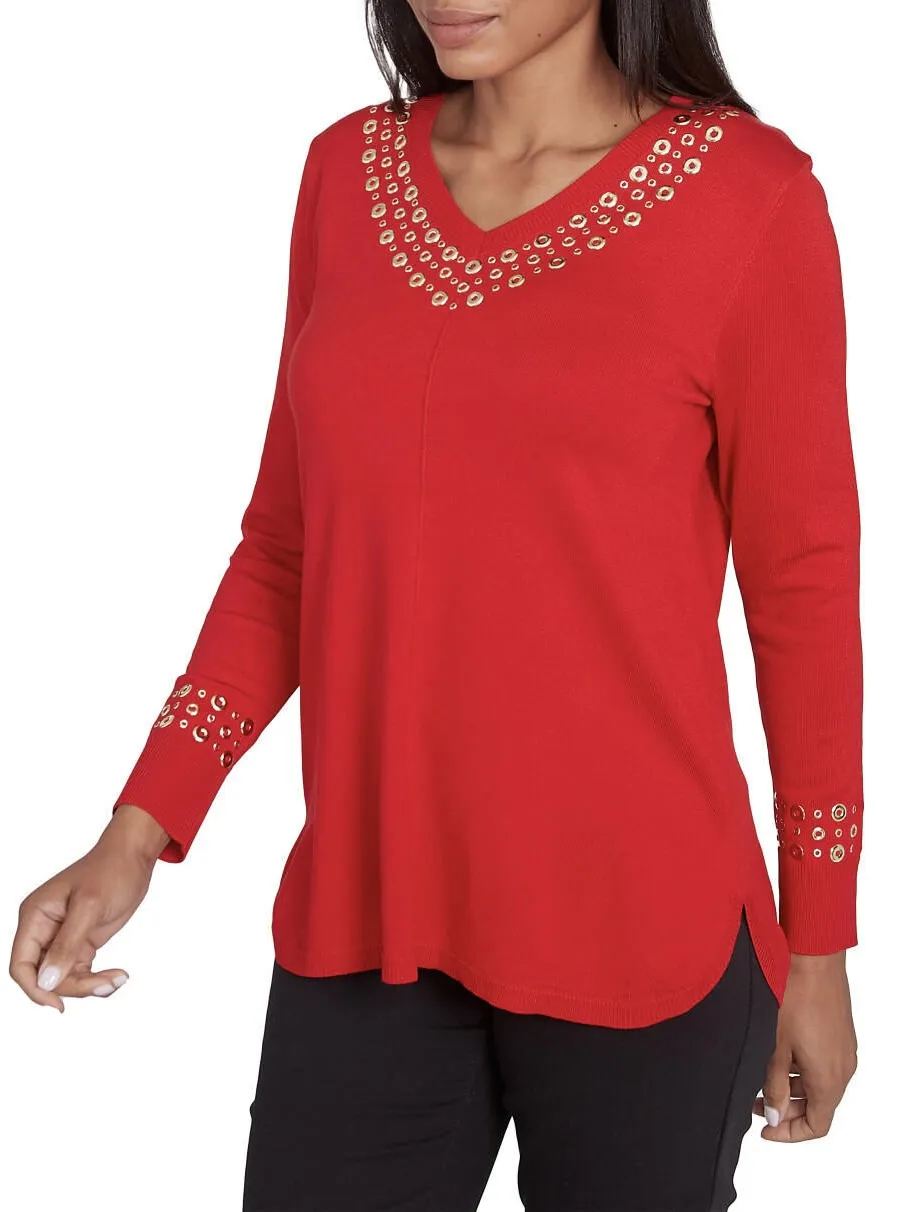 Grommet Sweater - Lipstick
