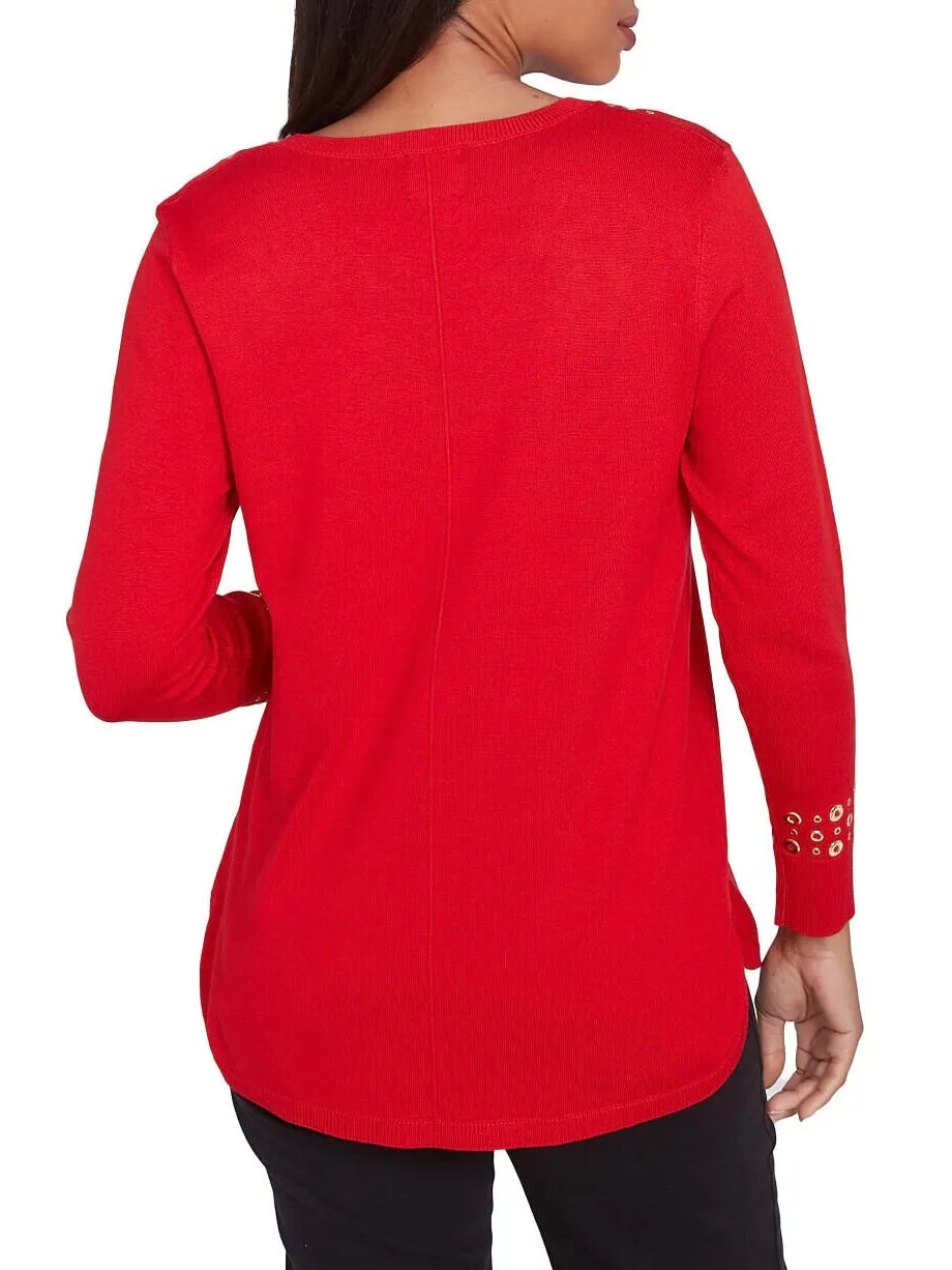 Grommet Sweater - Lipstick