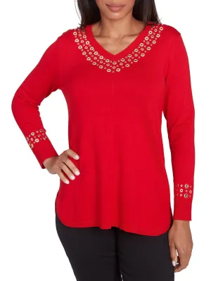 Grommet Sweater - Lipstick