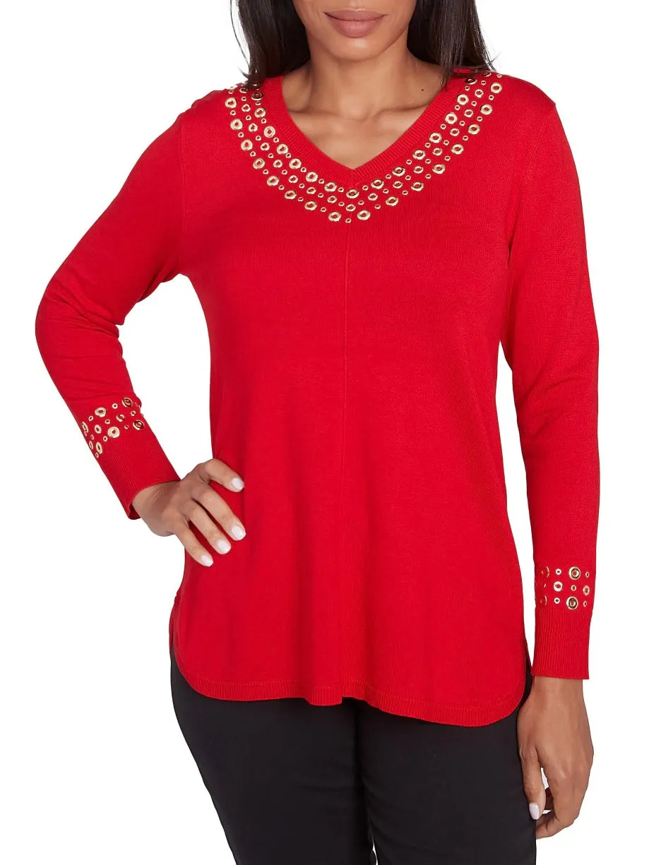 Grommet Sweater - Lipstick