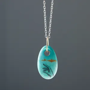 Hand of Mystery Kingman Turquoise Scrimshaw Necklace