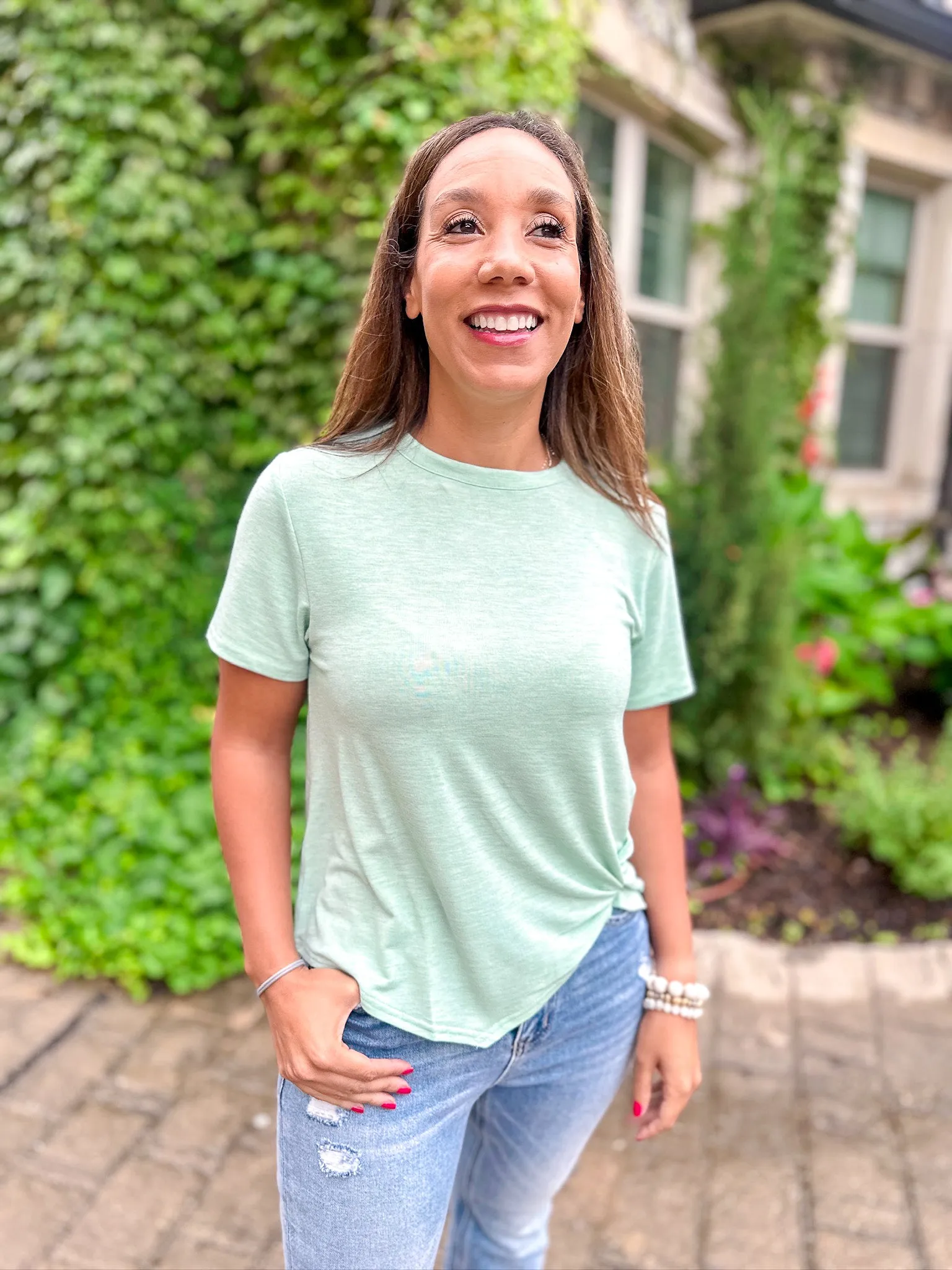 Hannah High Hem Roundneck Top