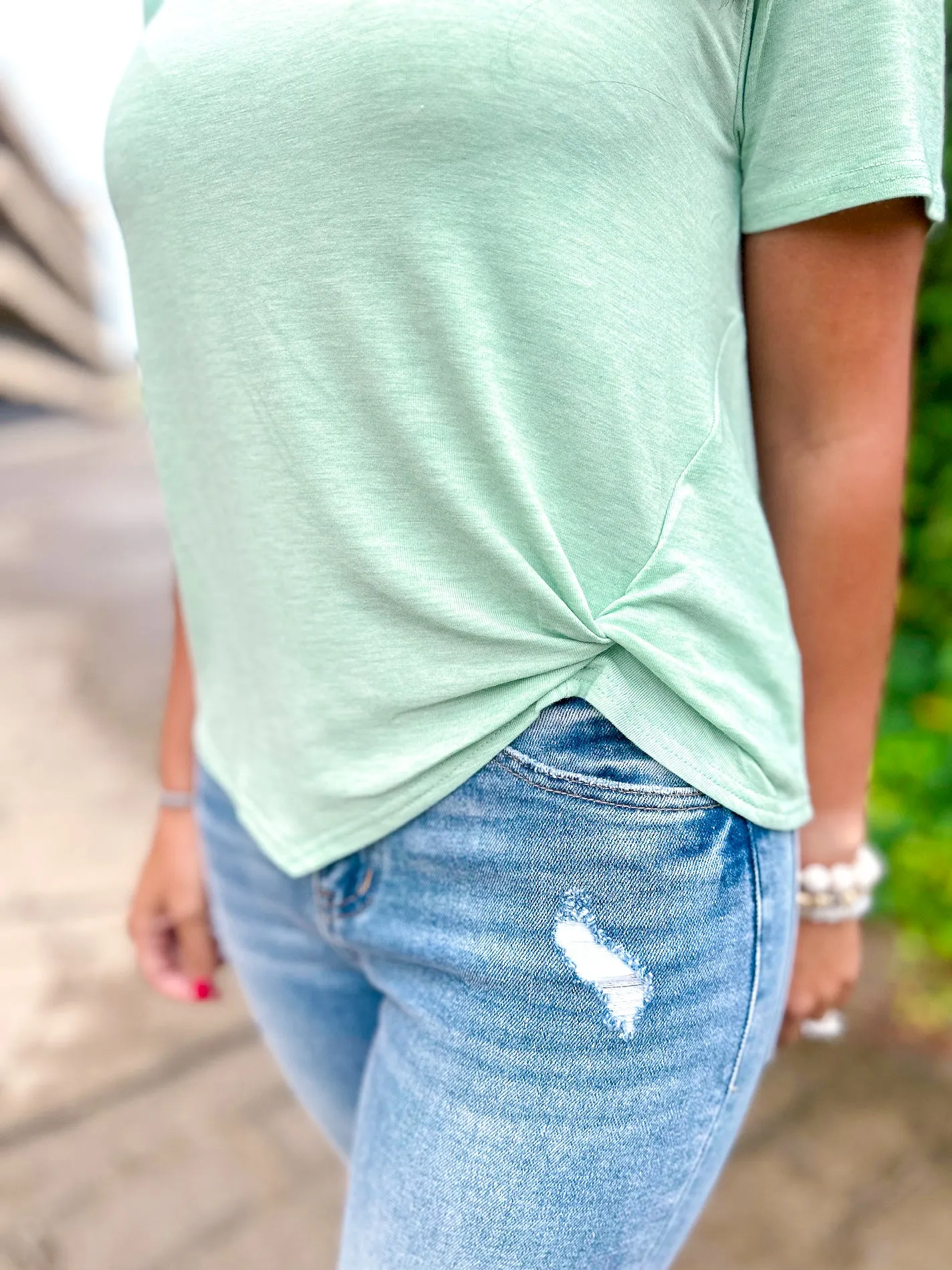 Hannah High Hem Roundneck Top