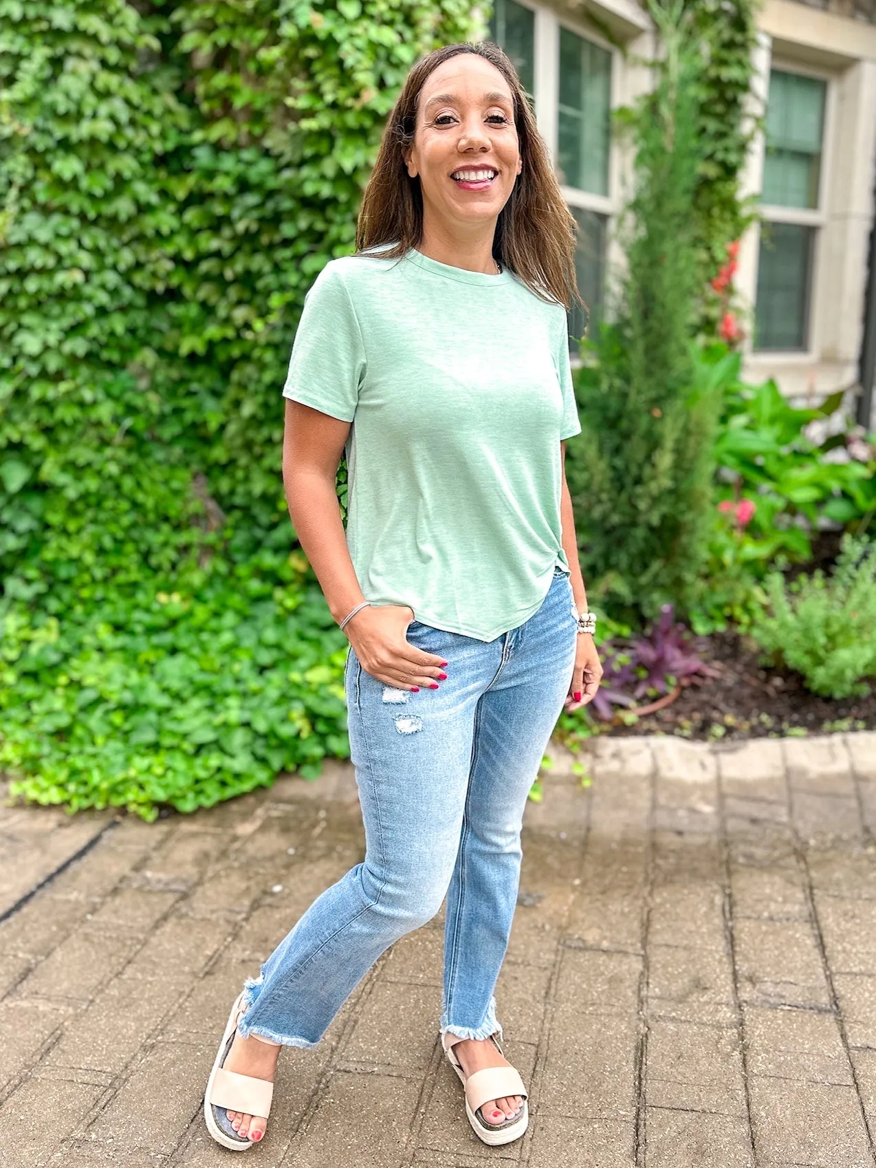 Hannah High Hem Roundneck Top
