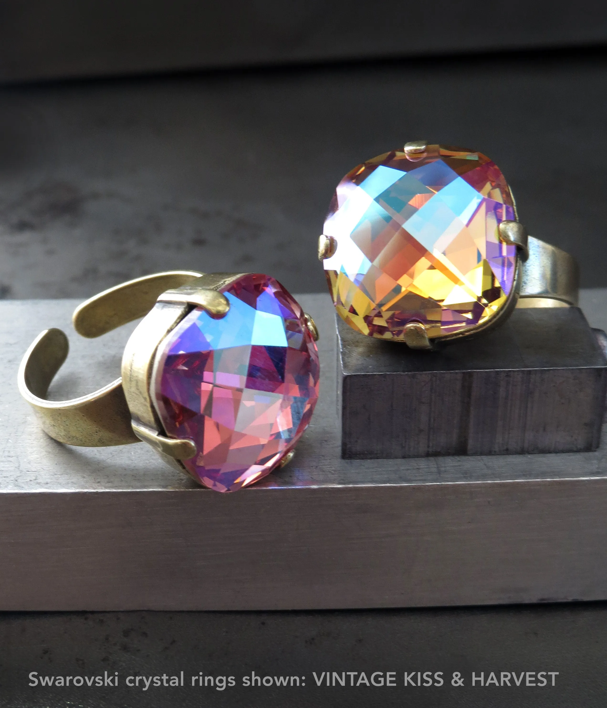 HARVEST - Crystal Ring in Shimmer Golden Autumnal Colors