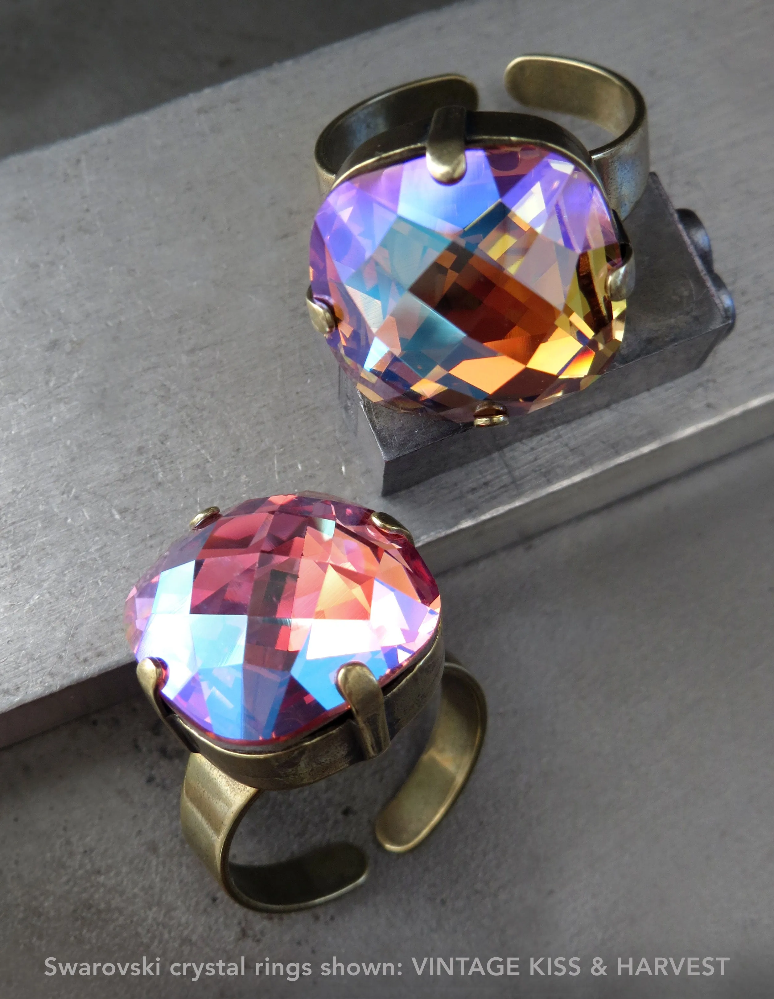HARVEST - Crystal Ring in Shimmer Golden Autumnal Colors