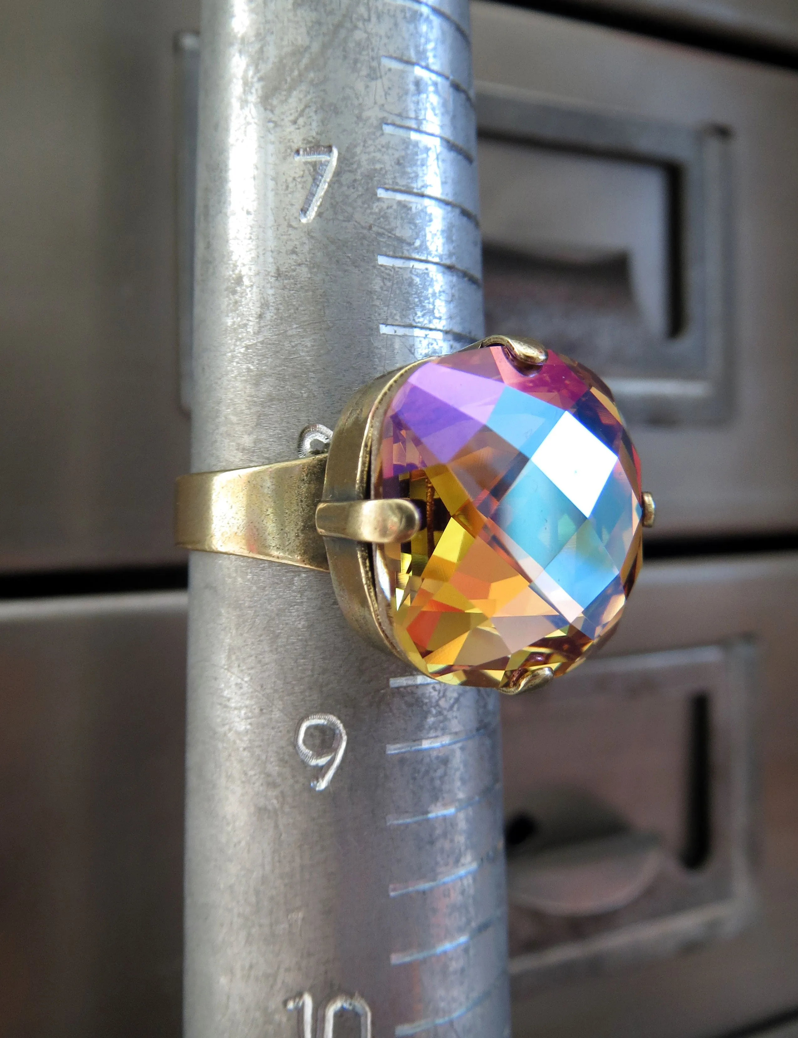 HARVEST - Crystal Ring in Shimmer Golden Autumnal Colors