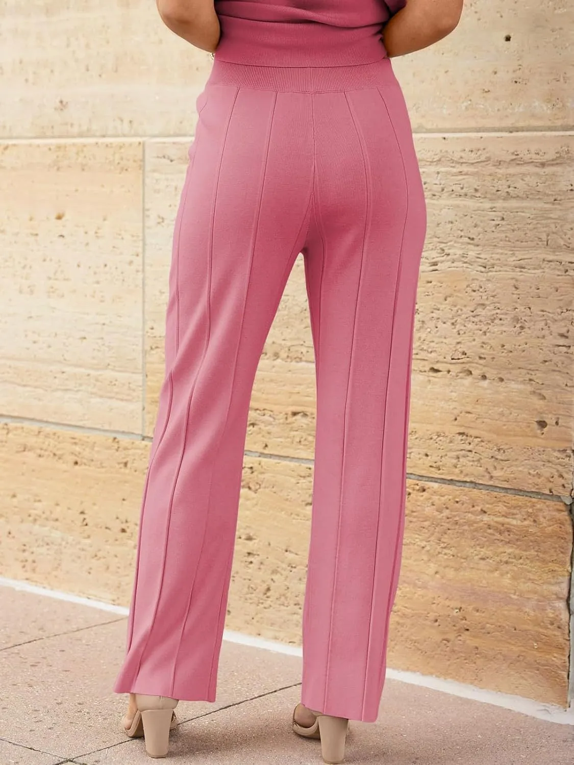 Hazel Blues® |  Round Neck Cap Sleeve Top and Pants Knit Set