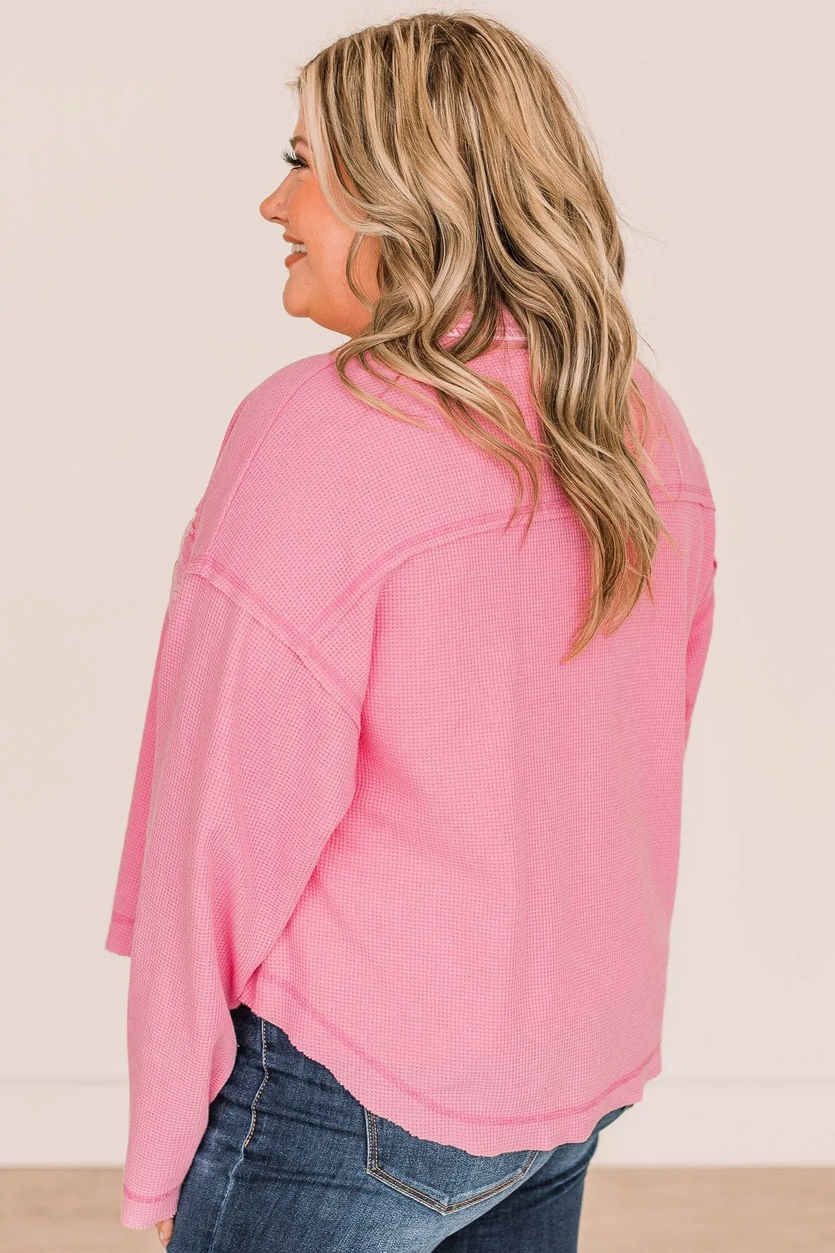 Honorable Mention Lightweight Button Top- Pink