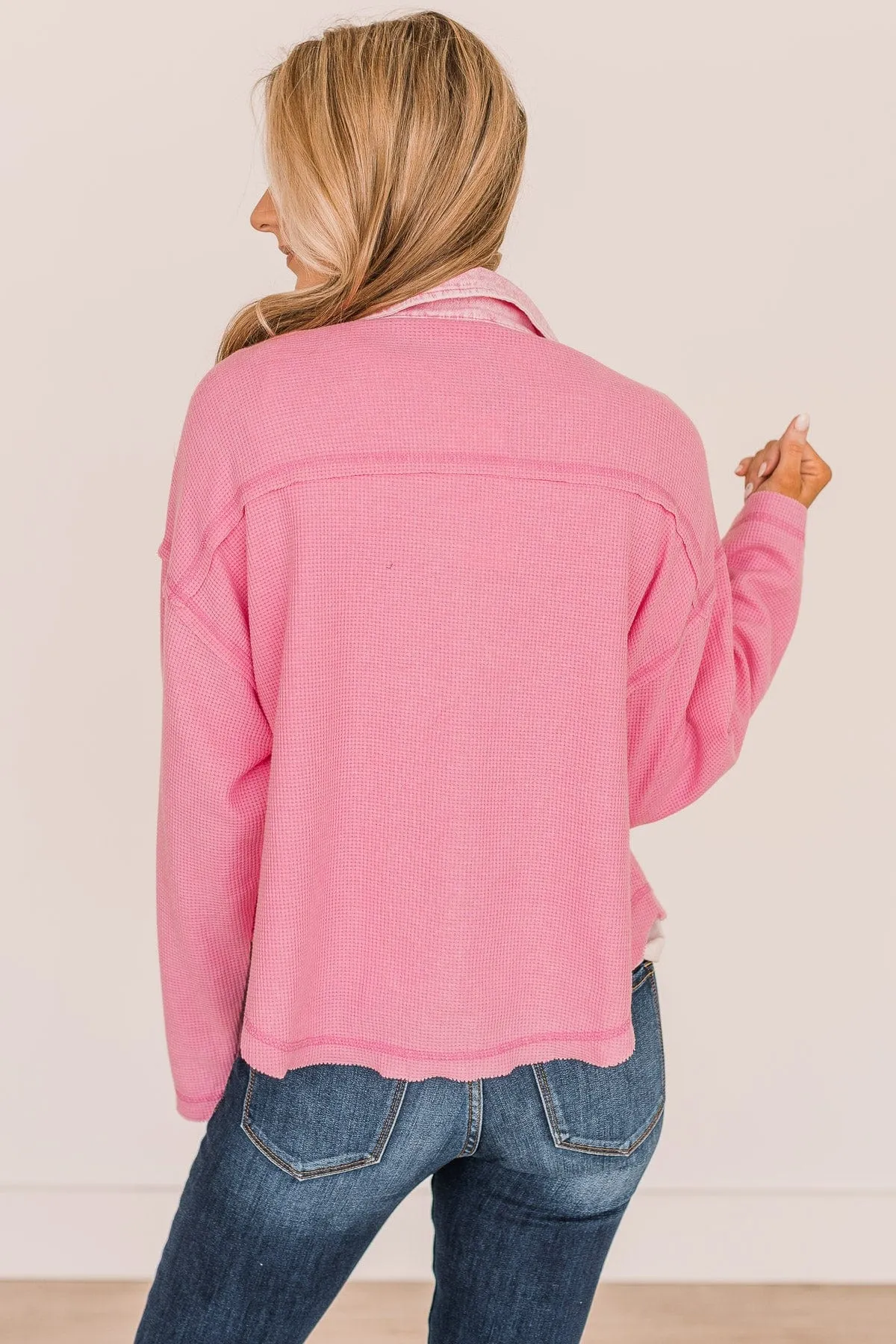 Honorable Mention Lightweight Button Top- Pink