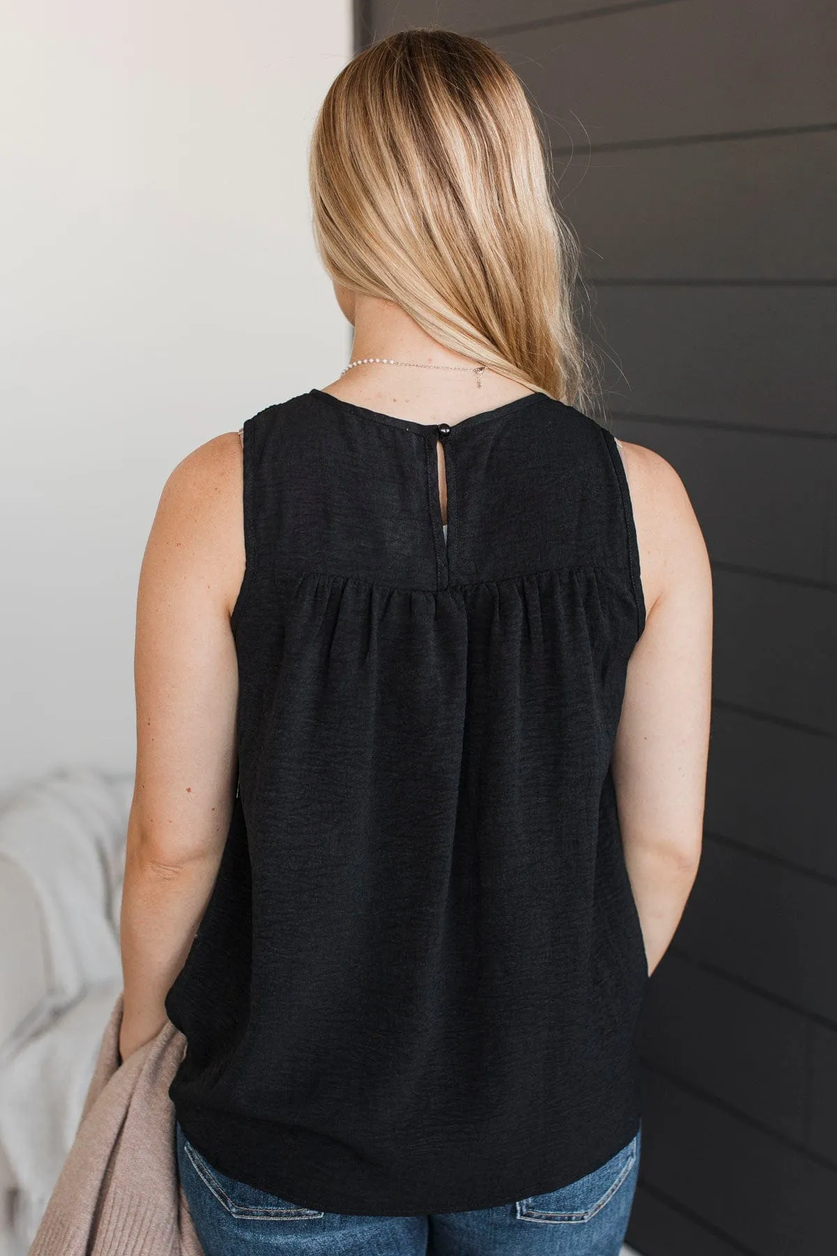 In A Daydream Smocked Tank Top- Black