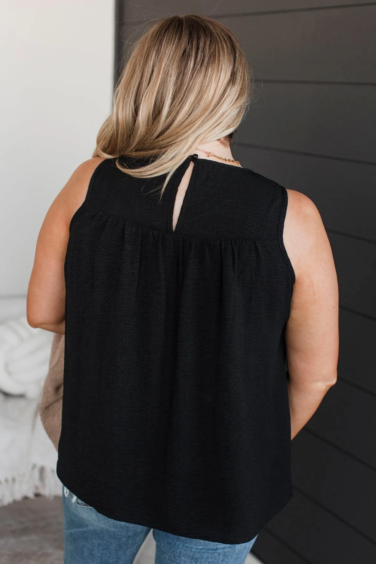 In A Daydream Smocked Tank Top- Black