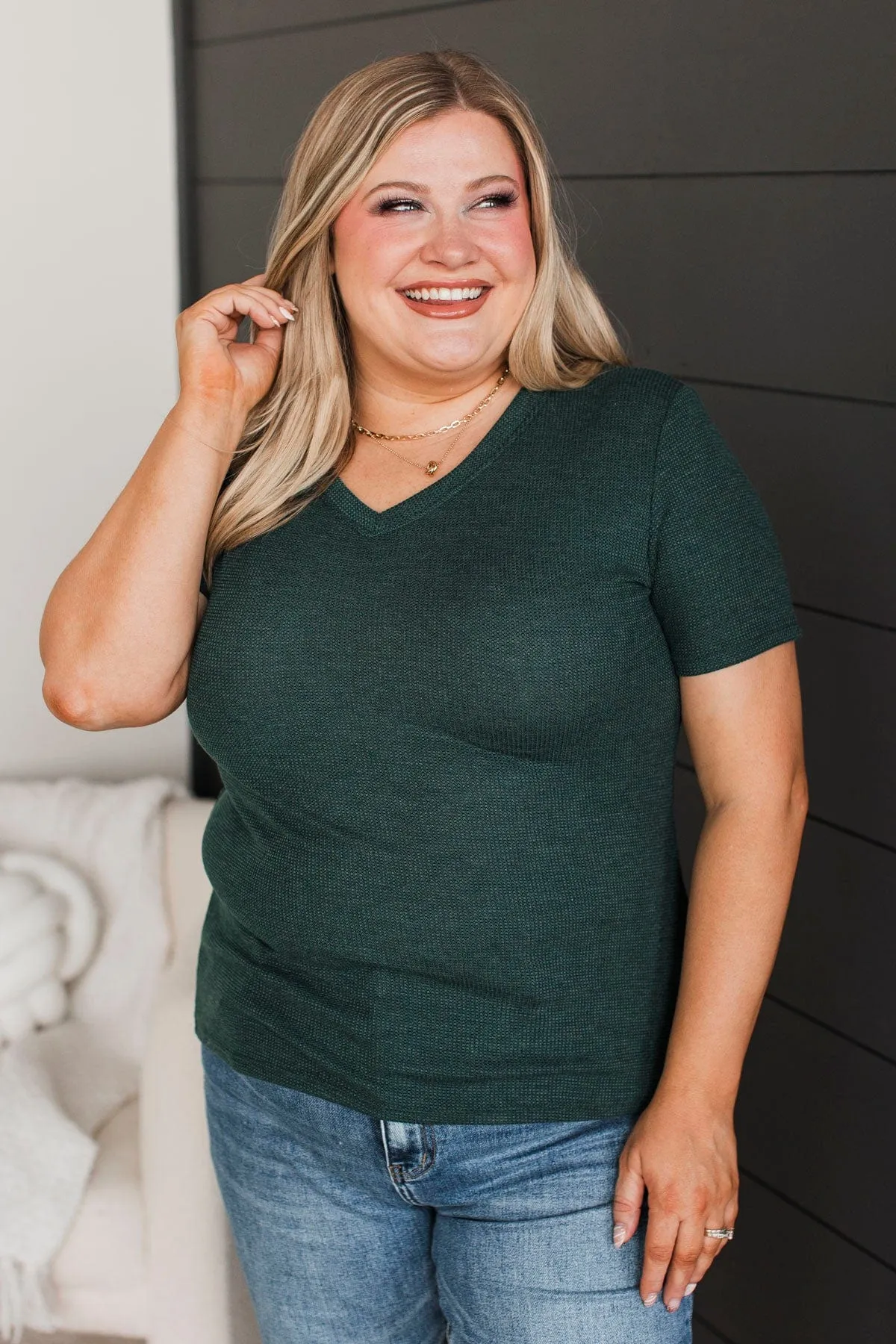 Infatuated Feelings Short Sleeve Top- Dark Green