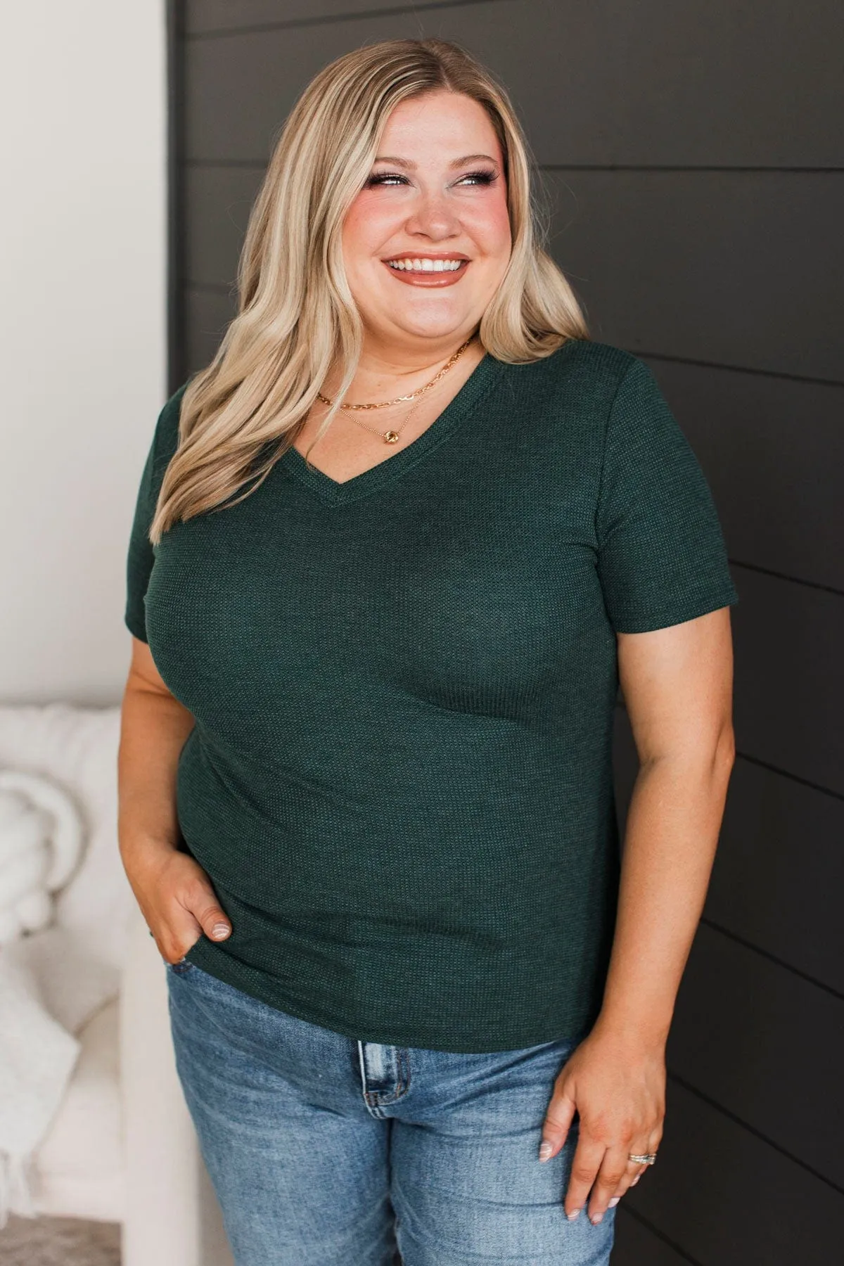 Infatuated Feelings Short Sleeve Top- Dark Green