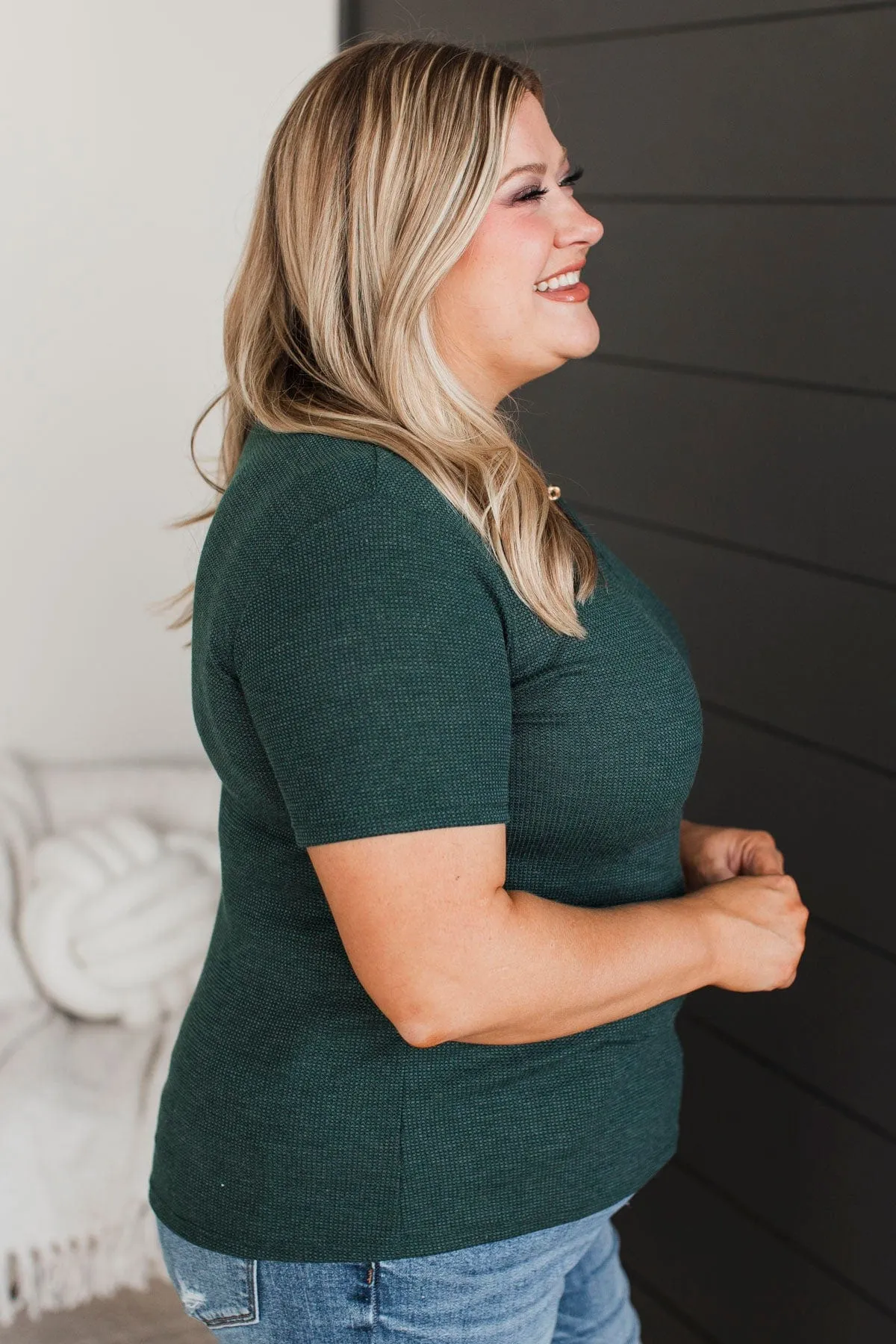 Infatuated Feelings Short Sleeve Top- Dark Green