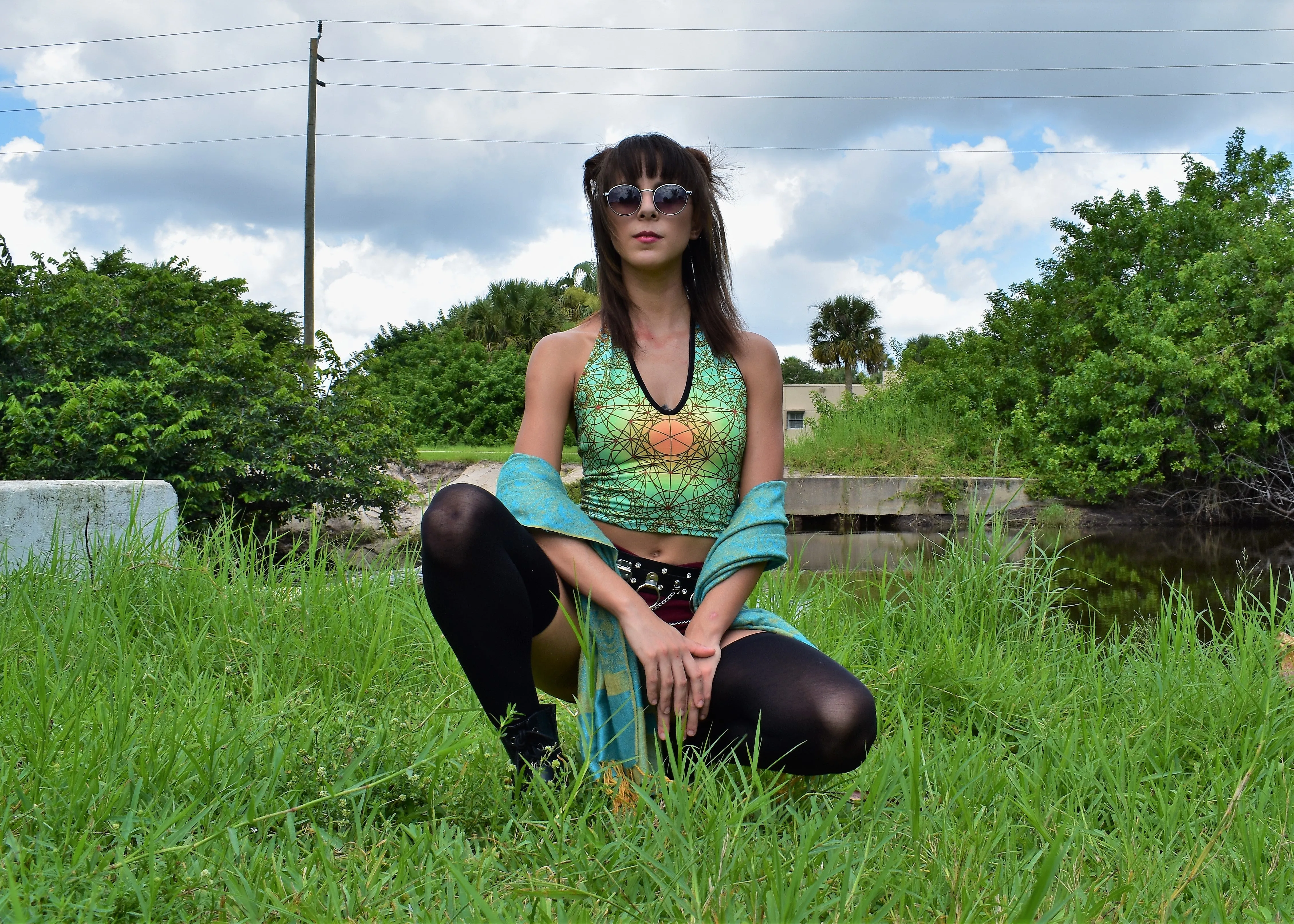 Inverse Fractal Metatron Crop Top