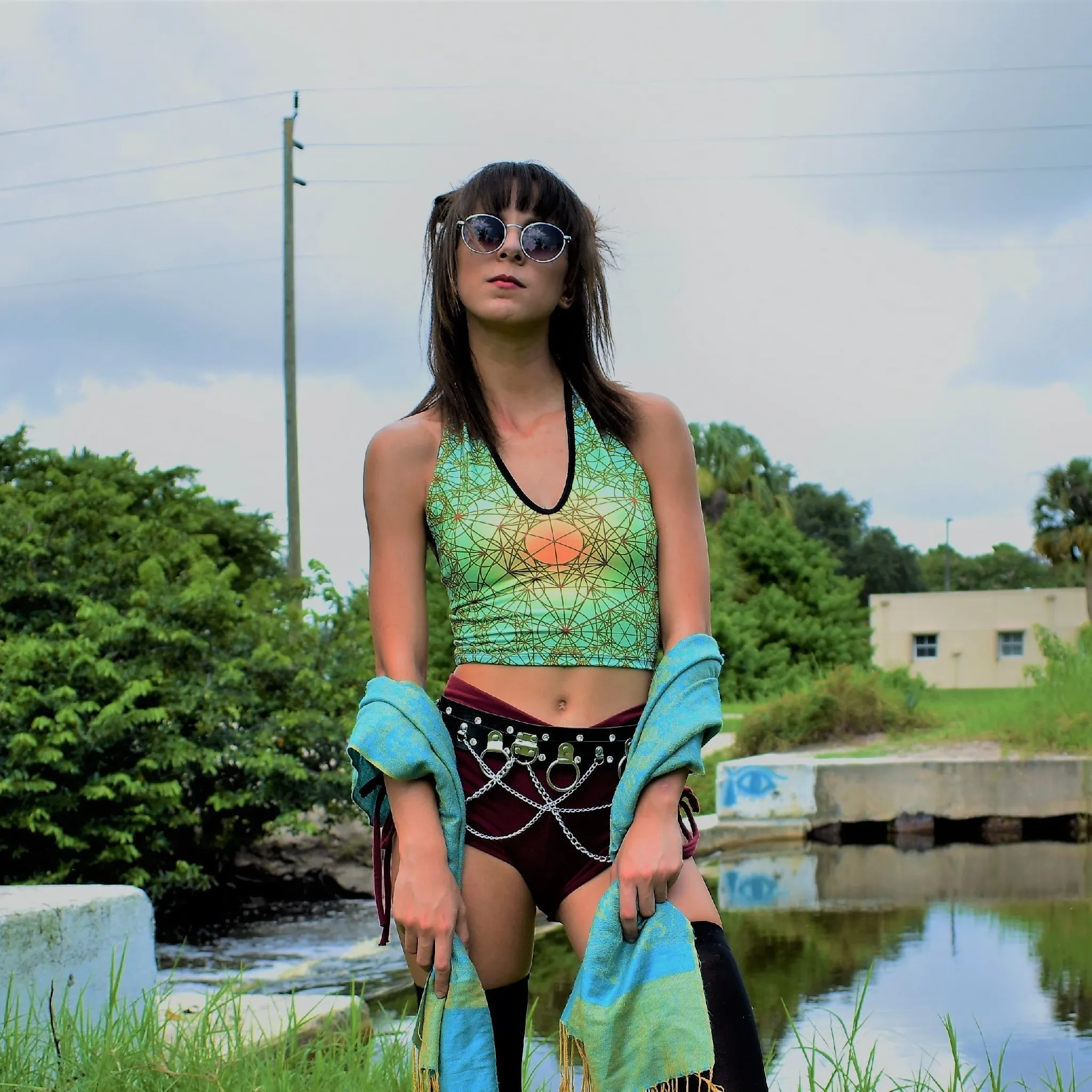 Inverse Fractal Metatron Crop Top